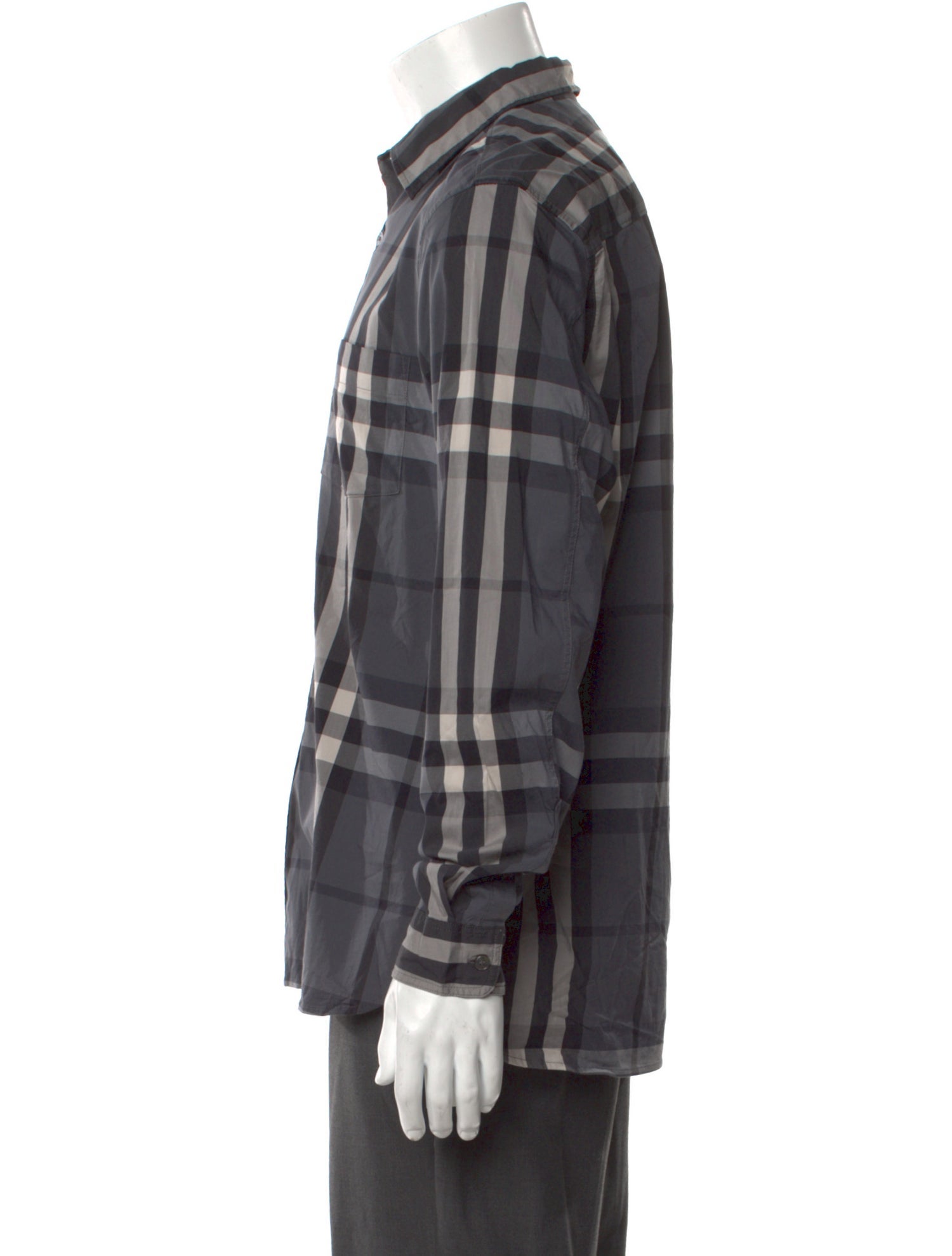 Burberry Plaid Print Long Sleeve Shirt