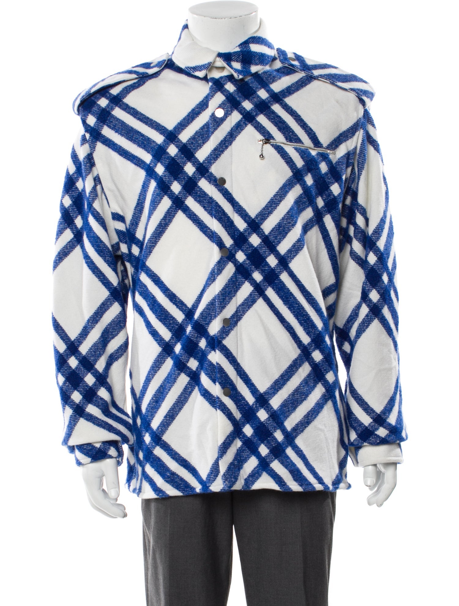 Burberry Wool Plaid Print Windbreaker
