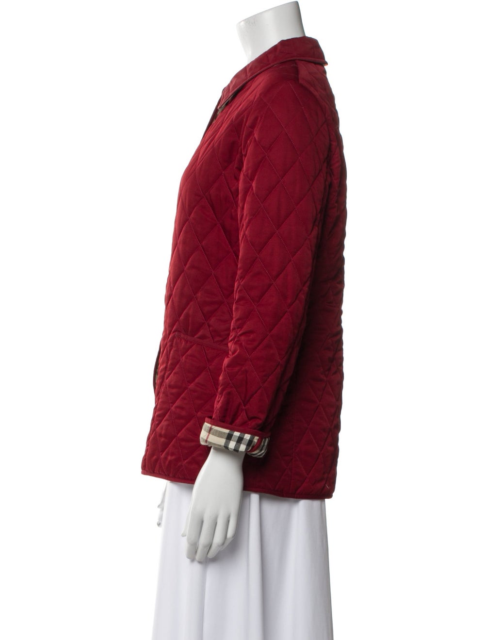 Burberry Coat Red Nova Check Pattern Pointed Coll… - image 2