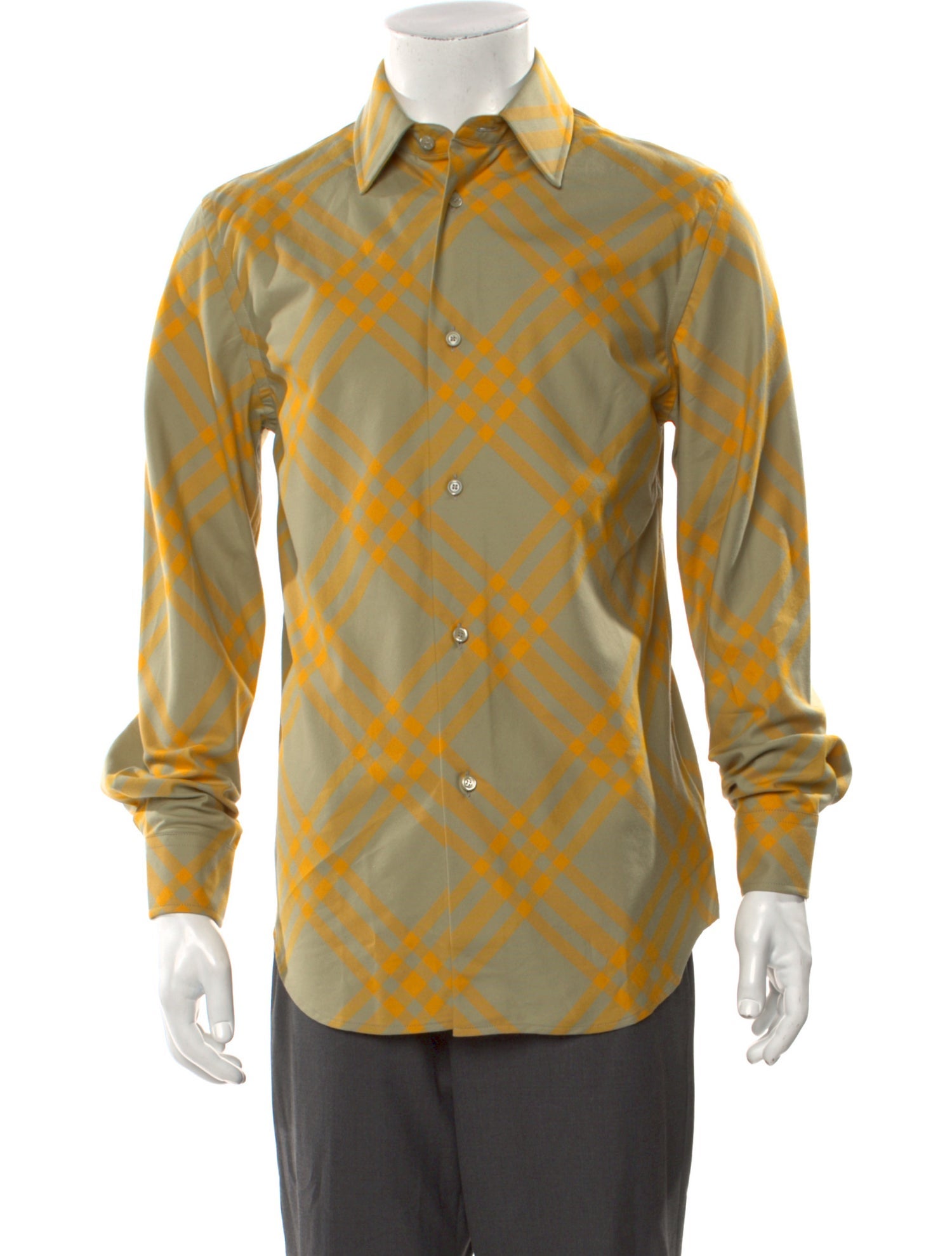 Burberry Plaid Print Long Sleeve Shirt