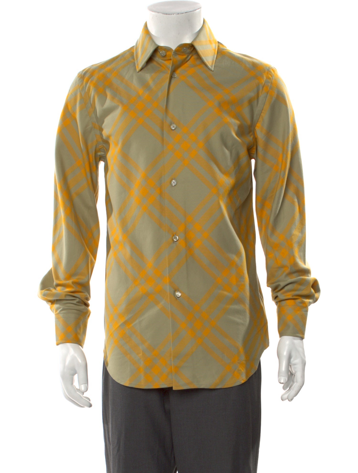 Burberry Plaid Print Long Sleeve Shirt