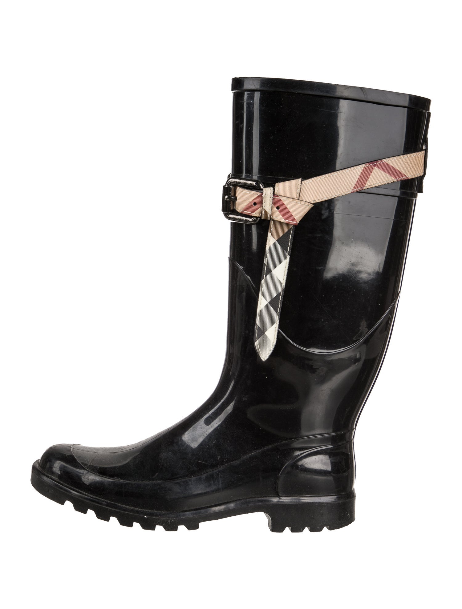 Burberry Nova Check Pattern Rubber Rain Boots