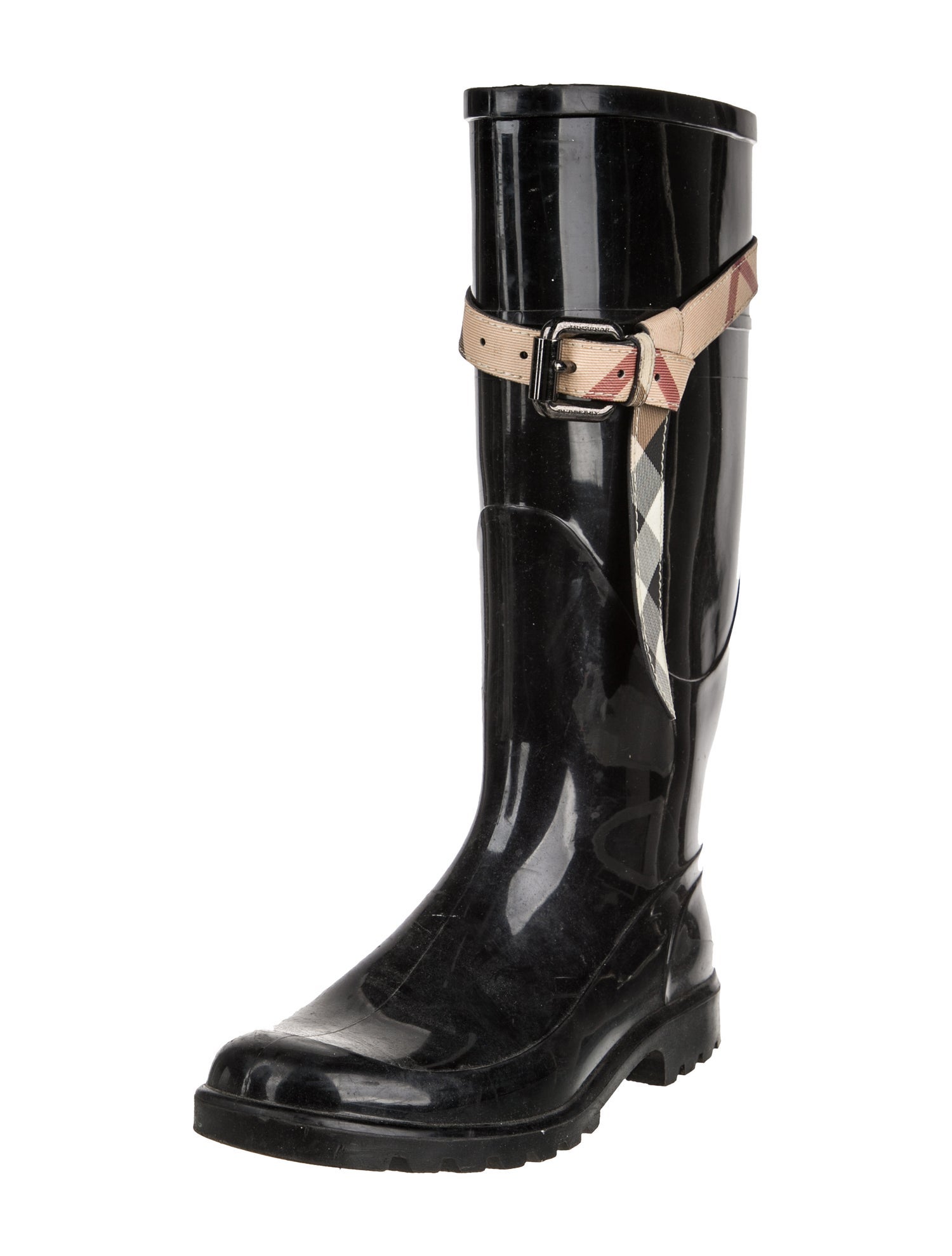 Burberry Nova Check Pattern Rubber Rain Boots