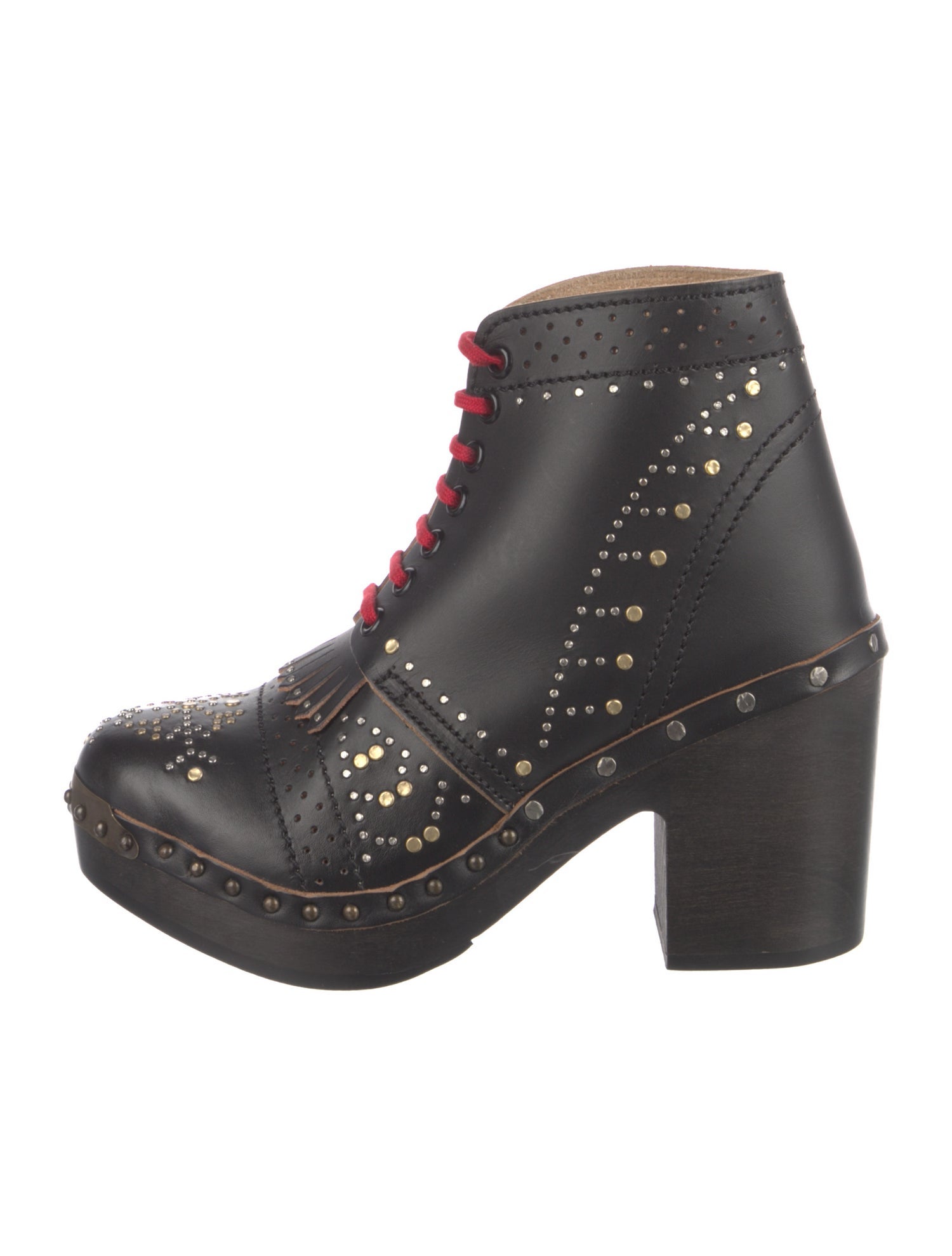 Burberry Leather Lasercut Accents Lace-Up Boots