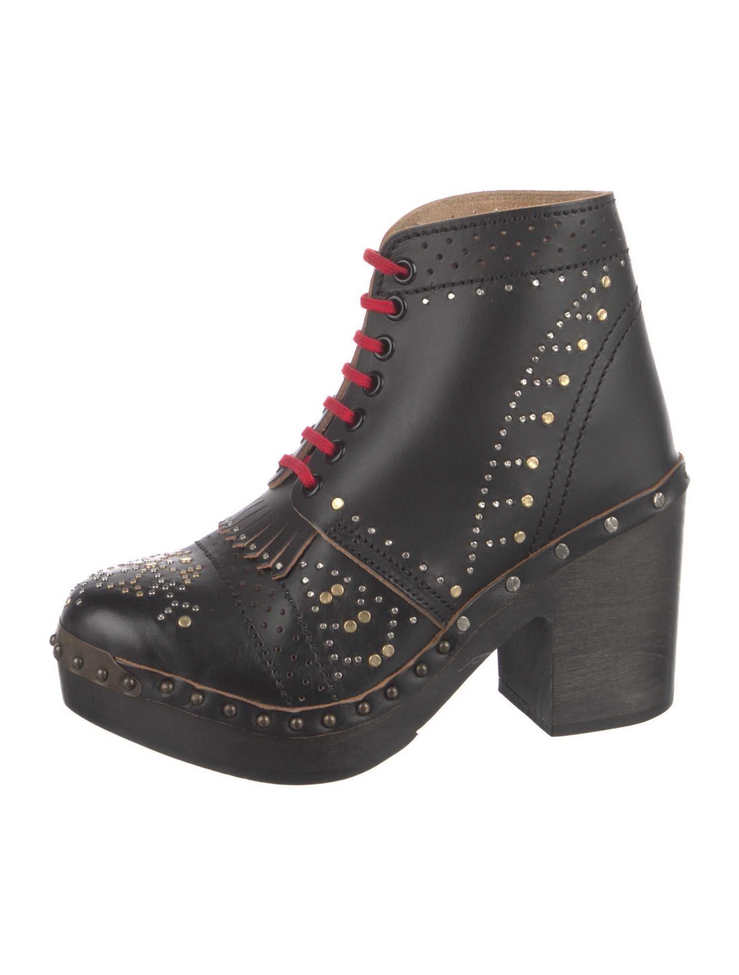 Burberry Leather Lasercut Accents Lace-Up Boots