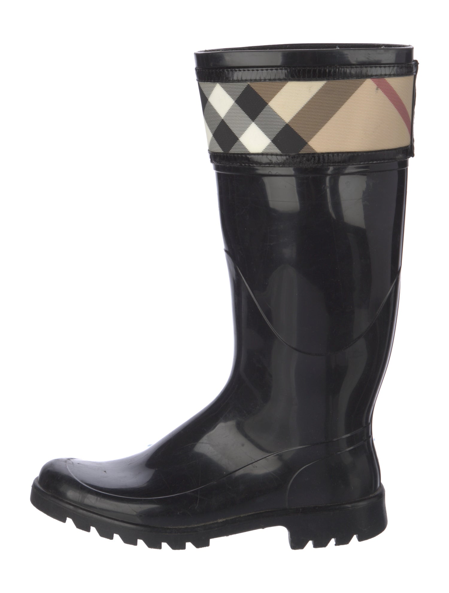 Burberry Rubber Plaid Print Rain Boots