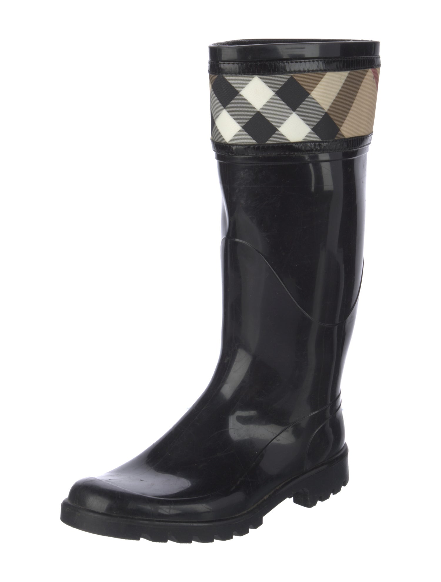 Burberry Rubber Plaid Print Rain Boots