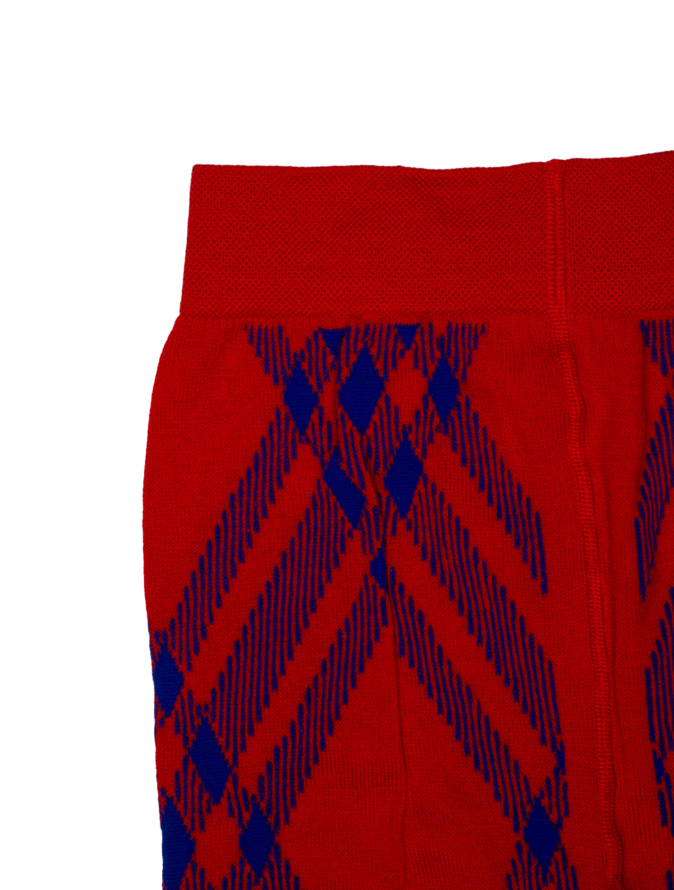 Burberry Red Pattern Printed Wool Tights