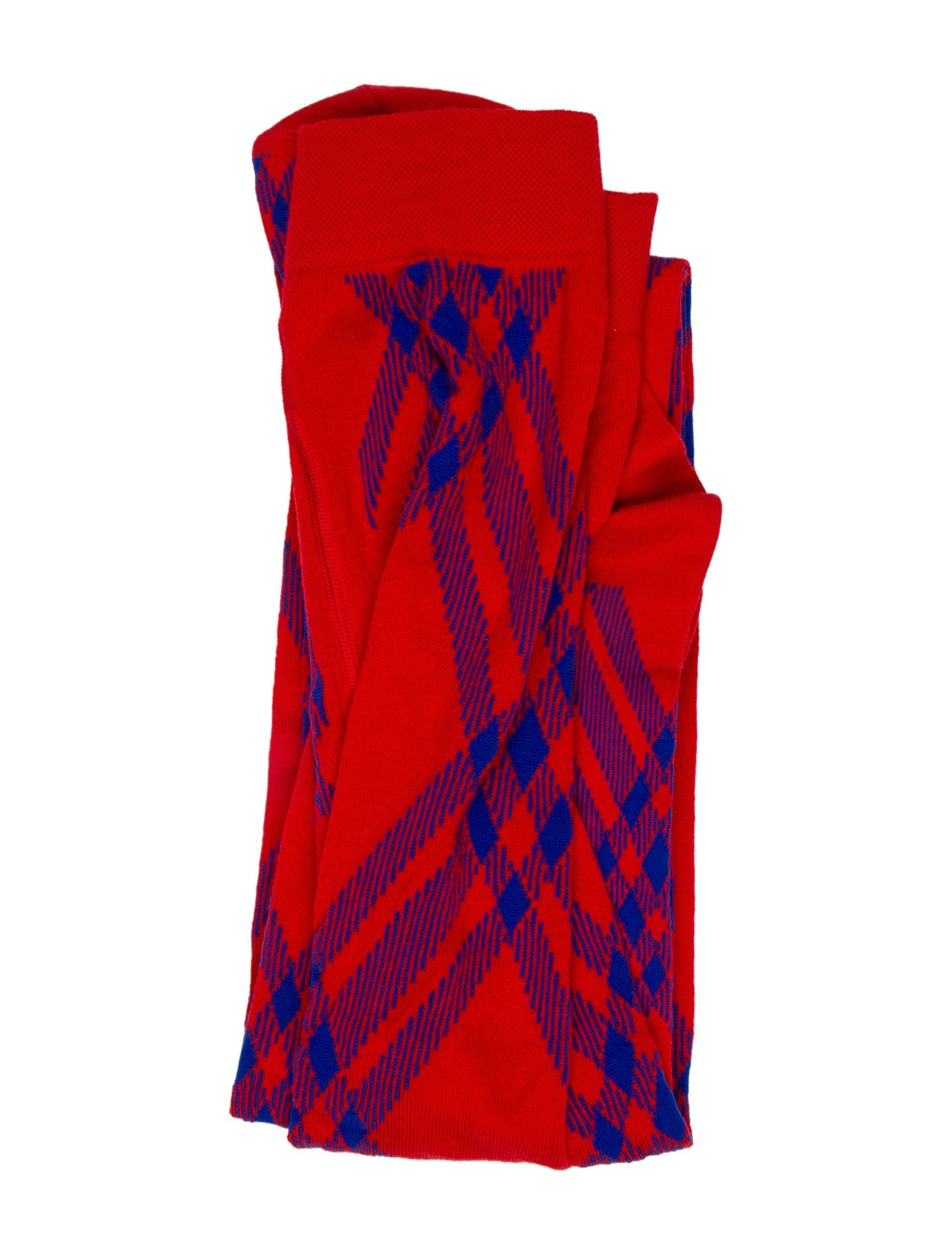 Burberry Red Pattern Printed Wool Tights