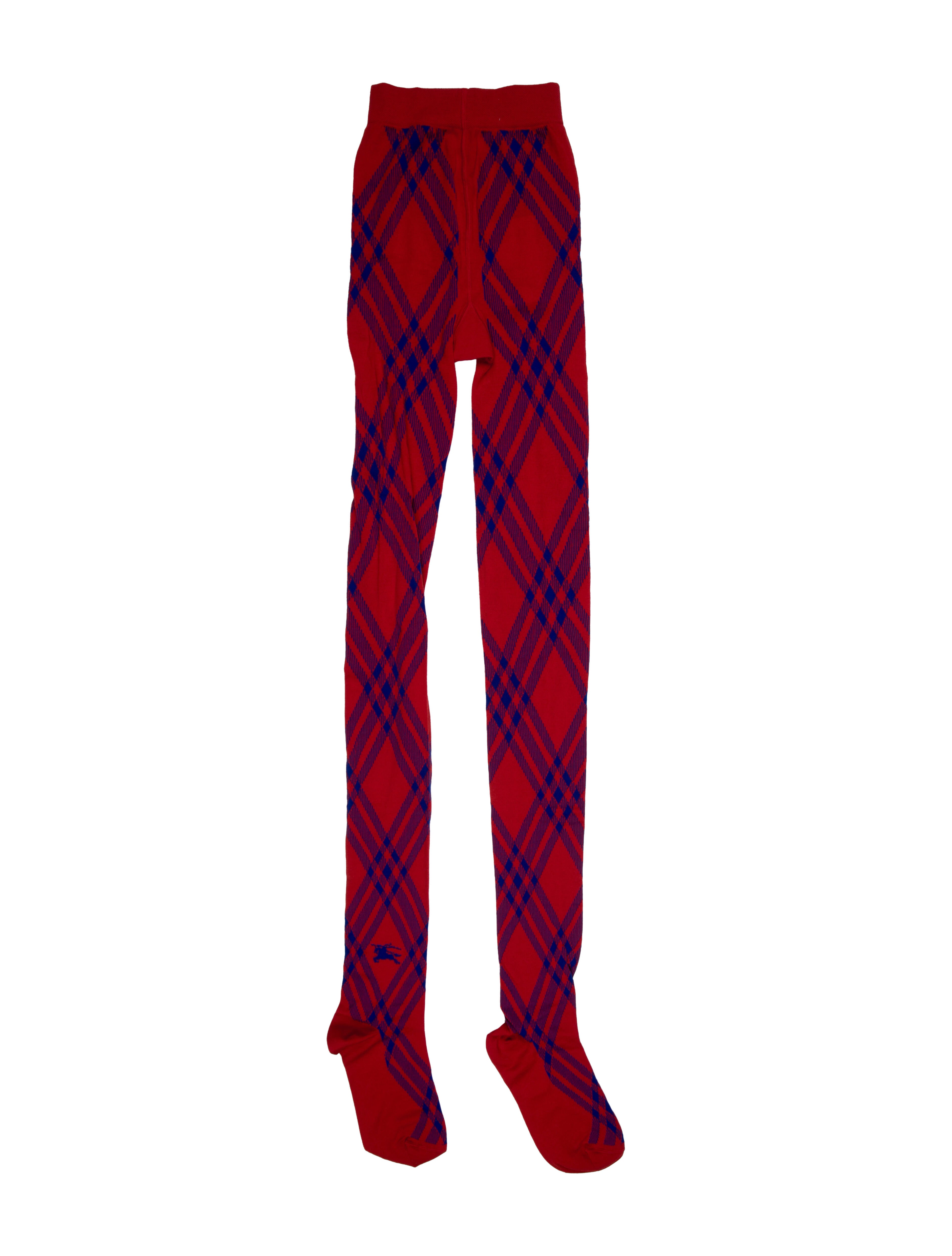 Burberry Red Pattern Printed Wool Tights