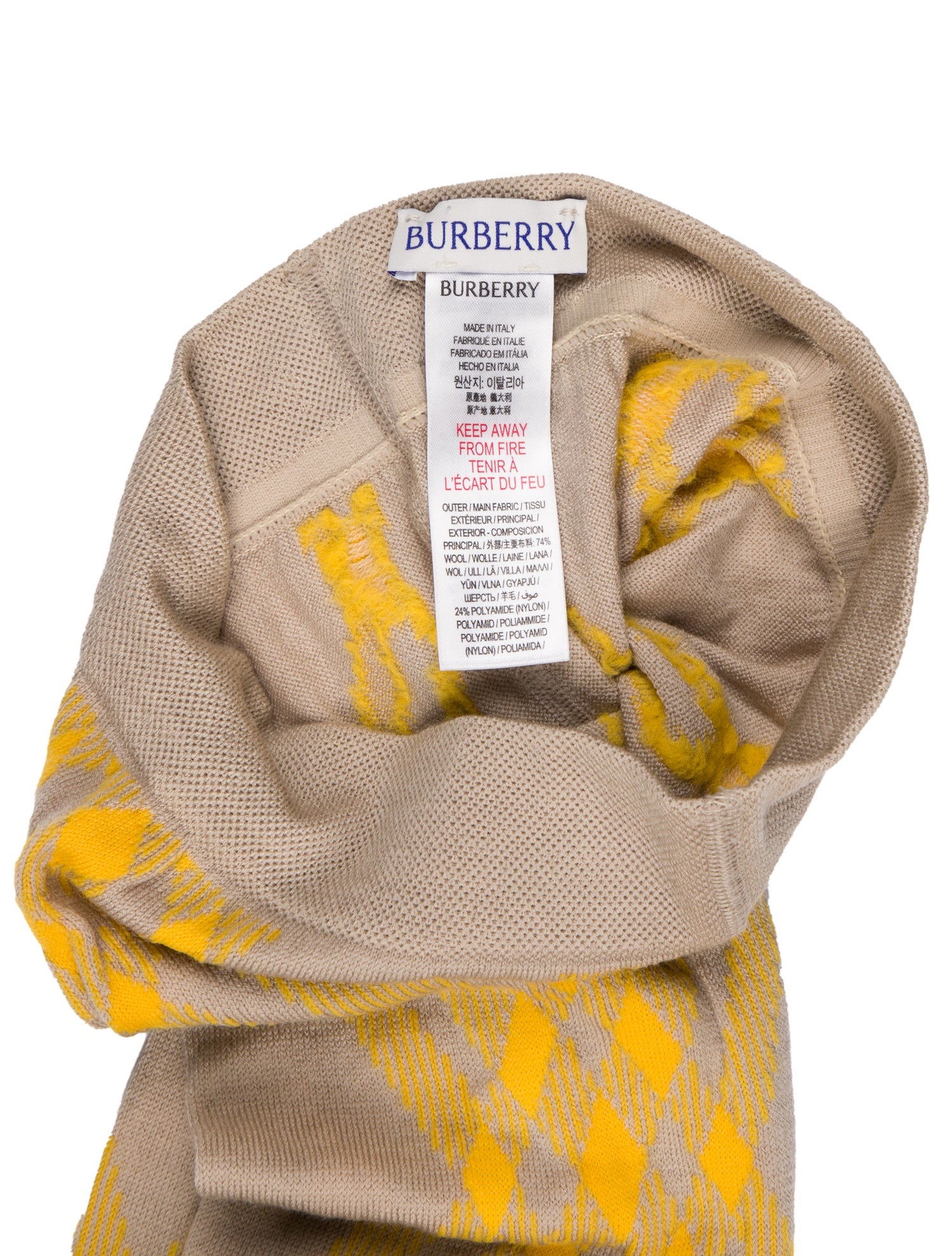 Burberry Neutral Pattern Printed Wool Tights