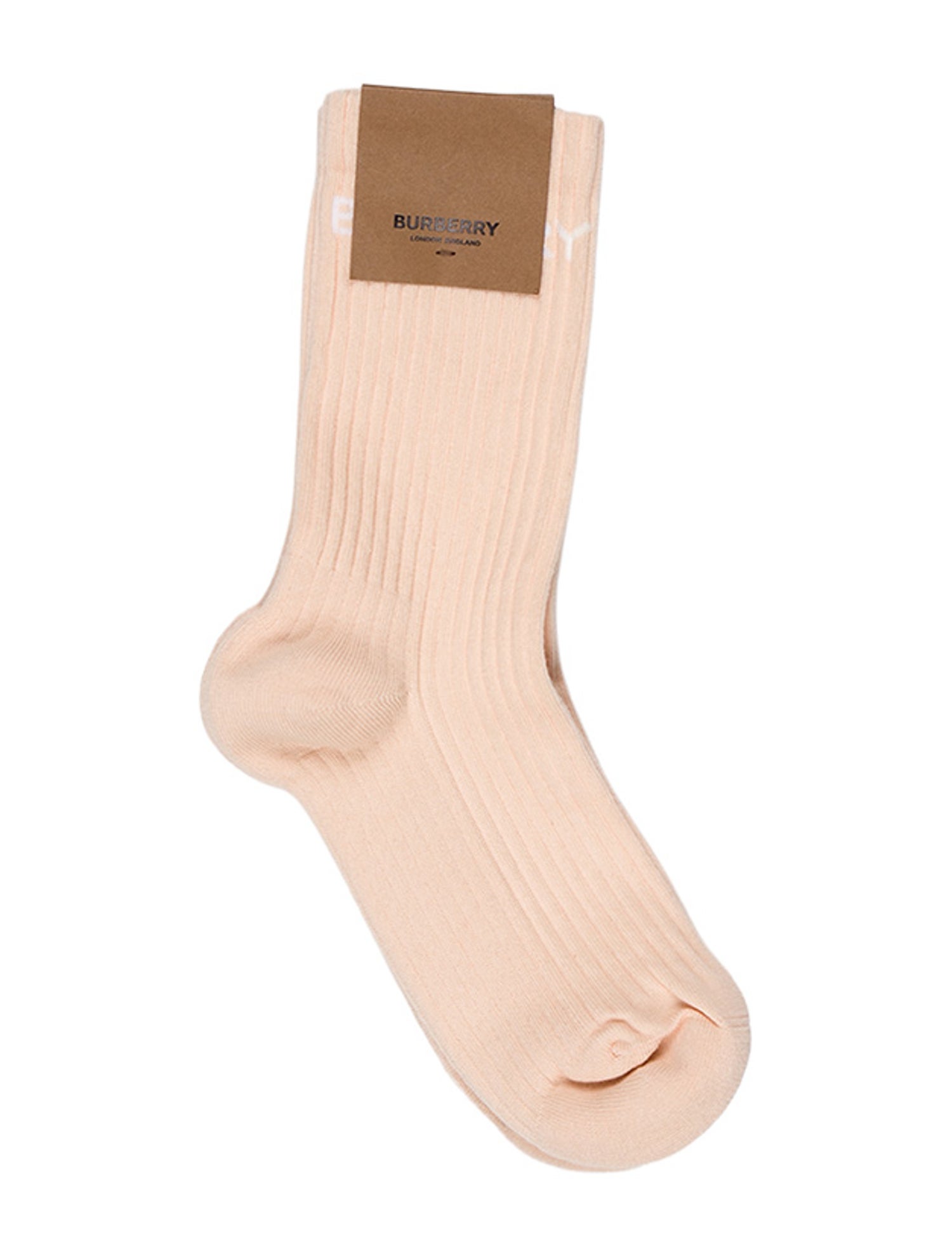 Burberry Pink Pattern Printed Ribbed Socks