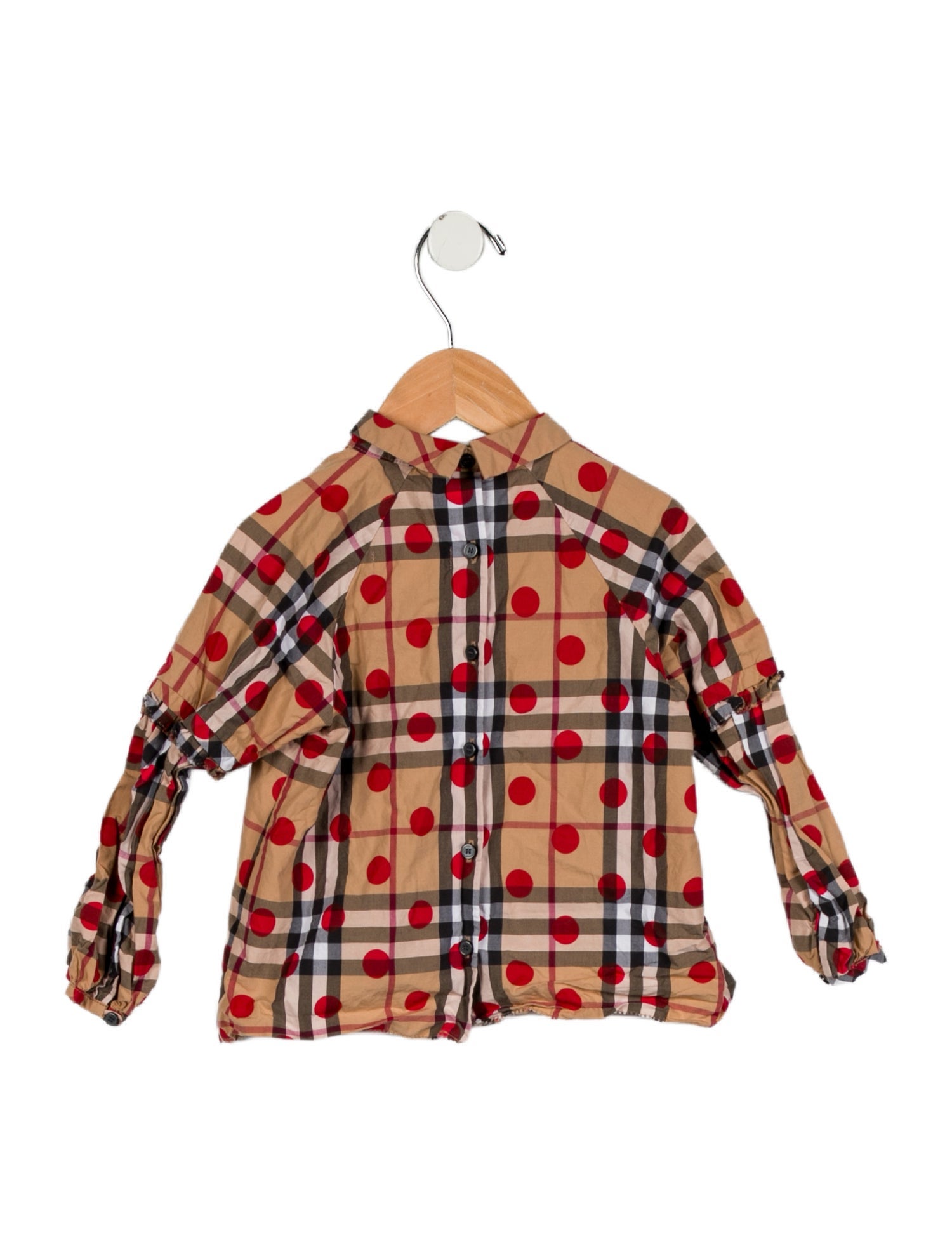 Burberry Toddler Girls' House Check and Polka Dot Pattern Blouse