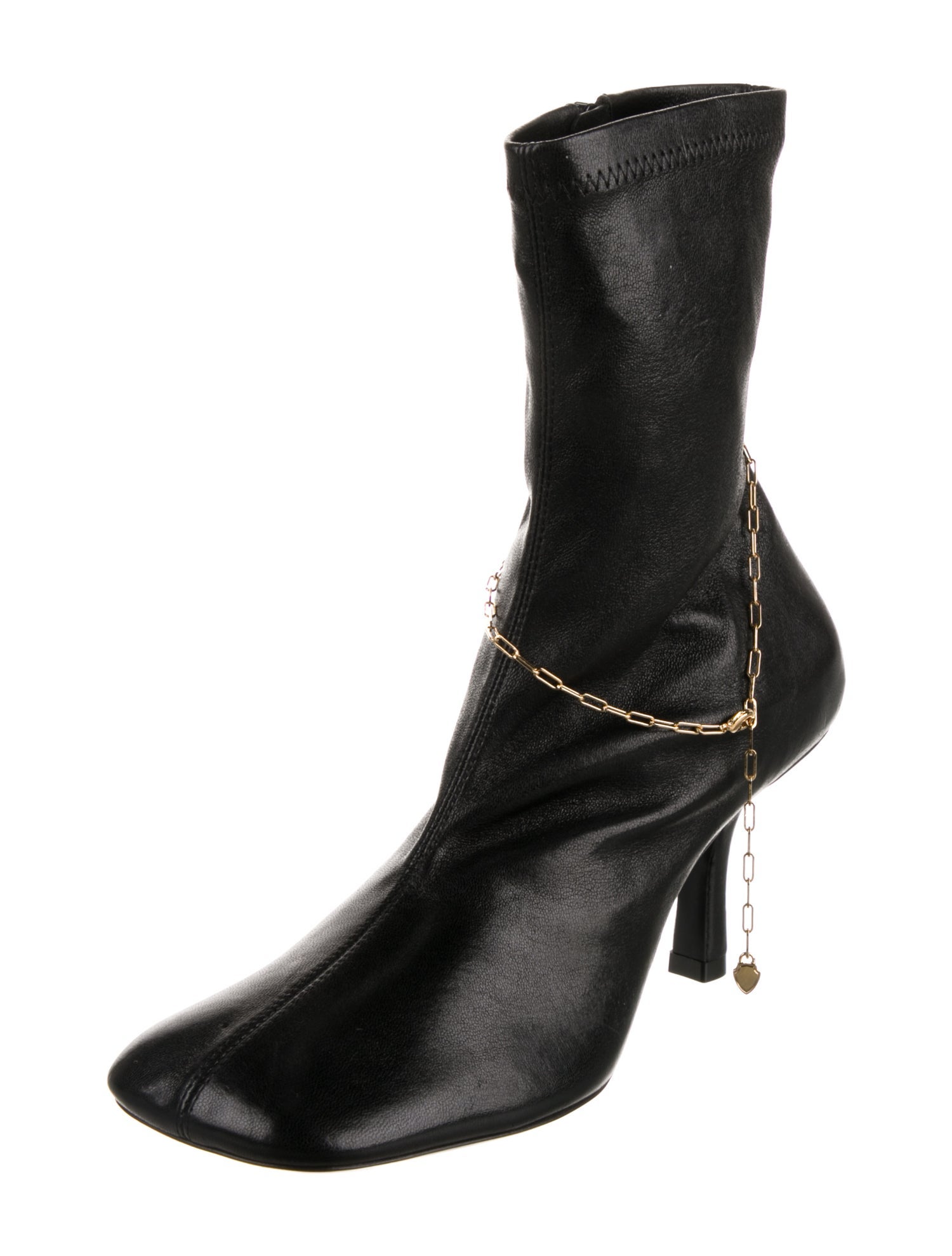 Burberry Leather Chain-Link Accents Moto Boots