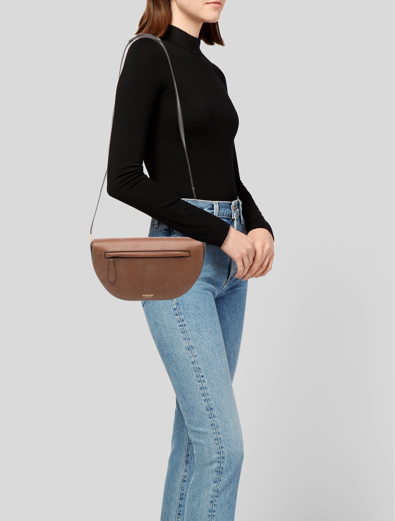 Burberry TB Monogram Olympia - Brown Crossbody Bags, Handbags