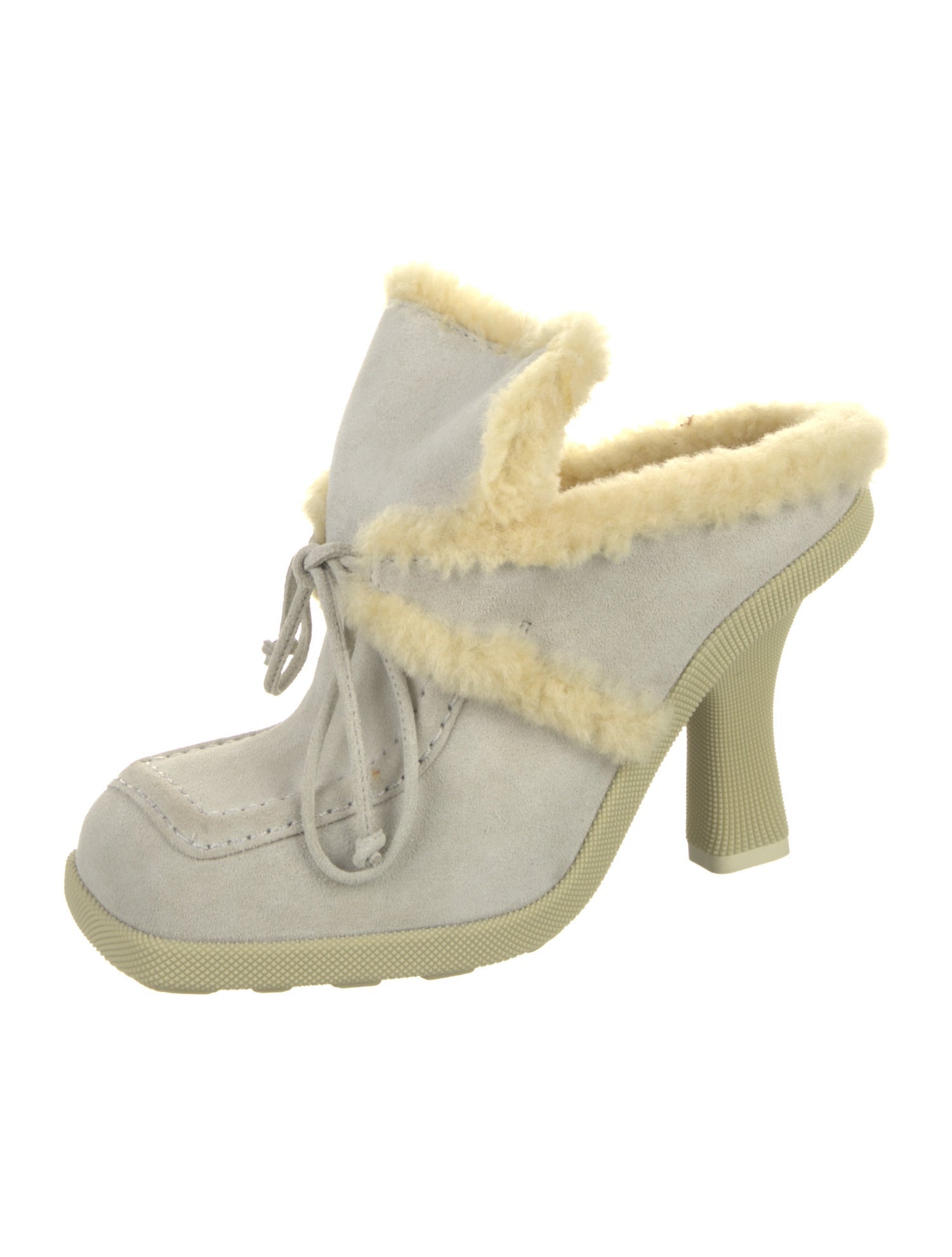 Burberry Suede Fur Trim Mules