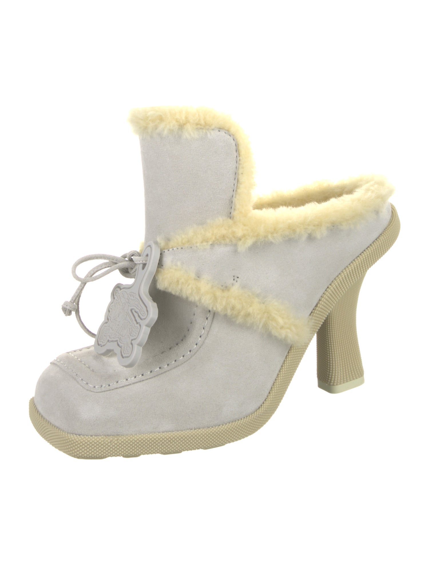 Burberry Suede Fur Trim Mules