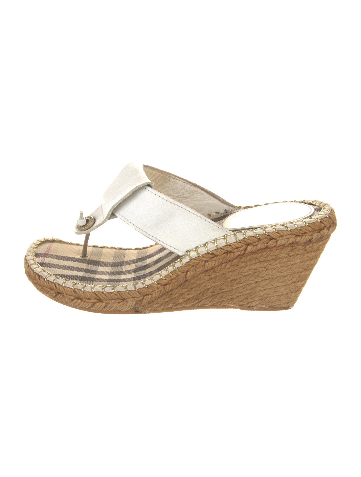 Burberry Prorsum Leather Plaid Print Espadrilles