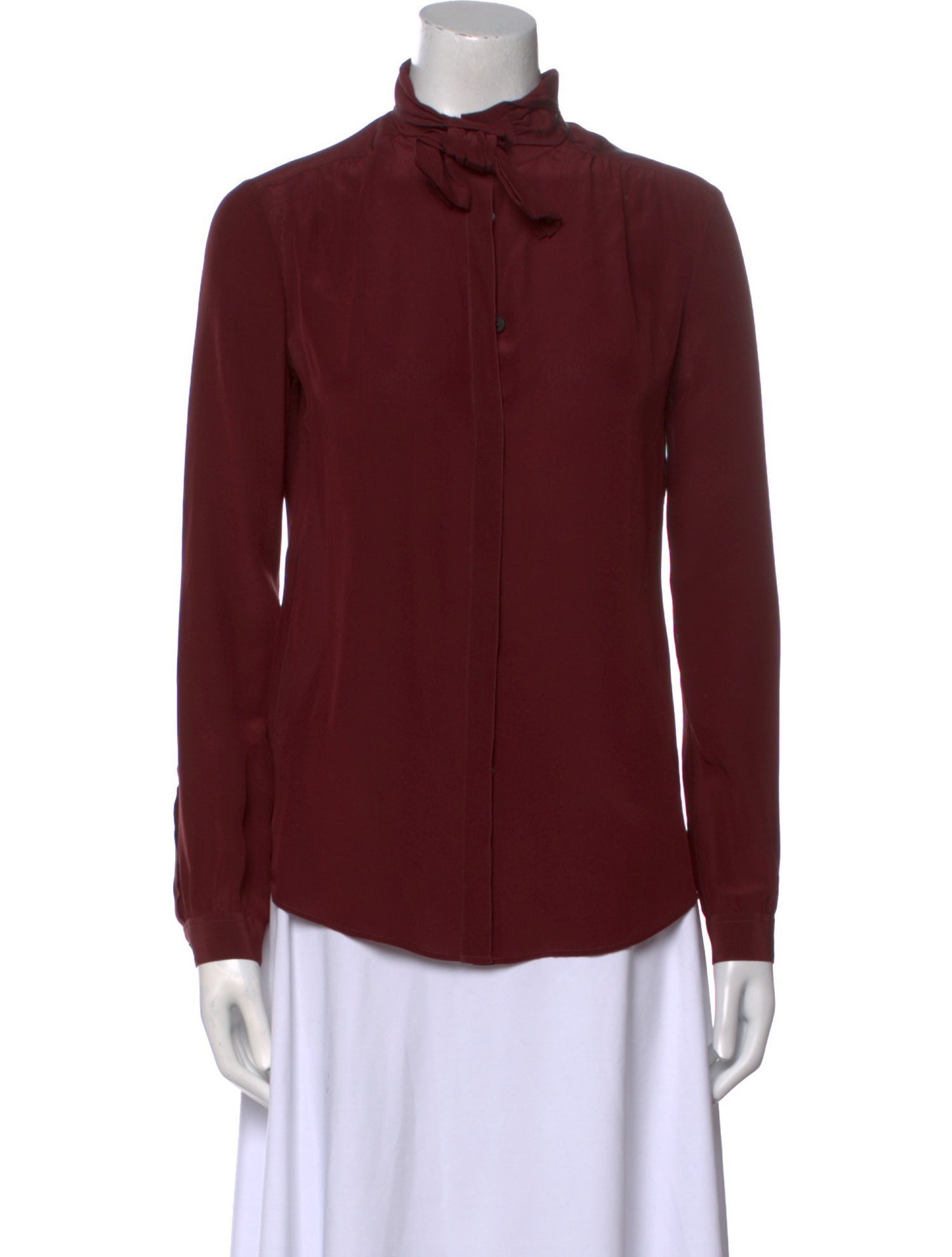 Burberry Prorsum Silk Mock Neck Button-Up Top