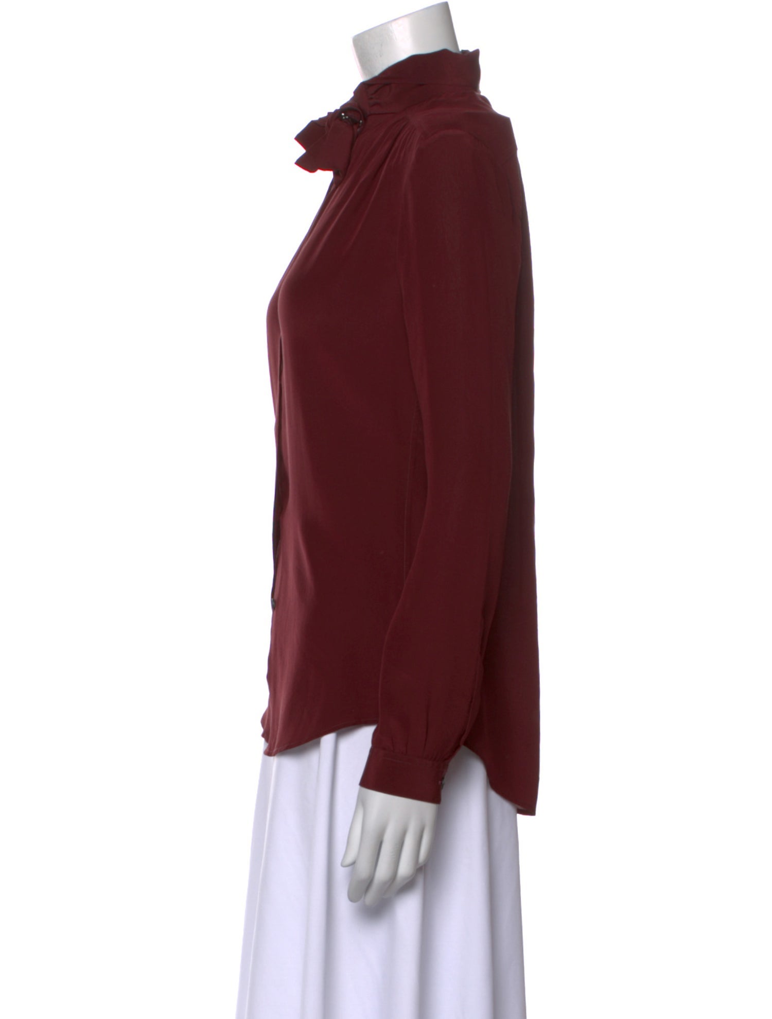 Burberry Prorsum Silk Mock Neck Button-Up Top