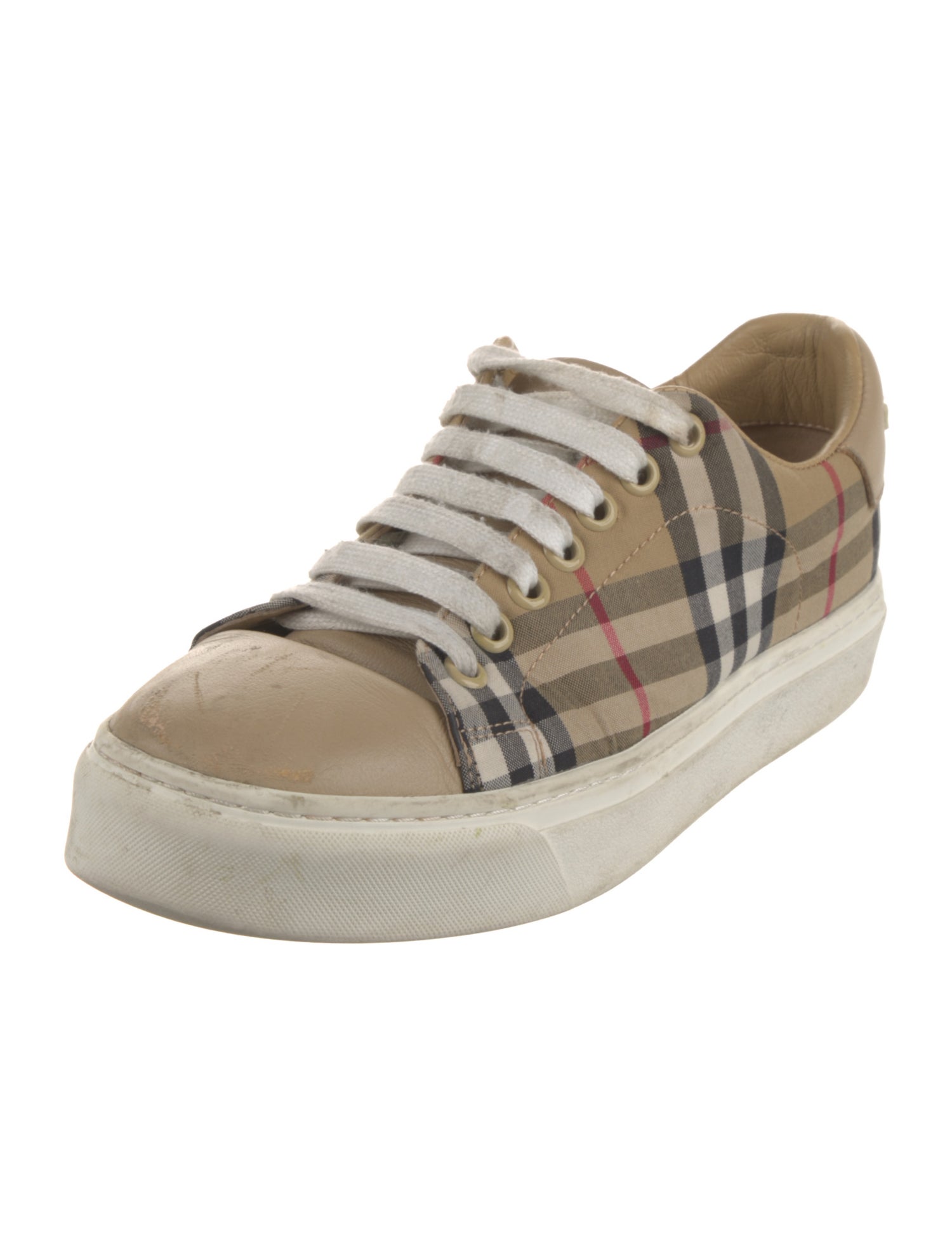 Burberry House Check Pattern Leather Sneakers