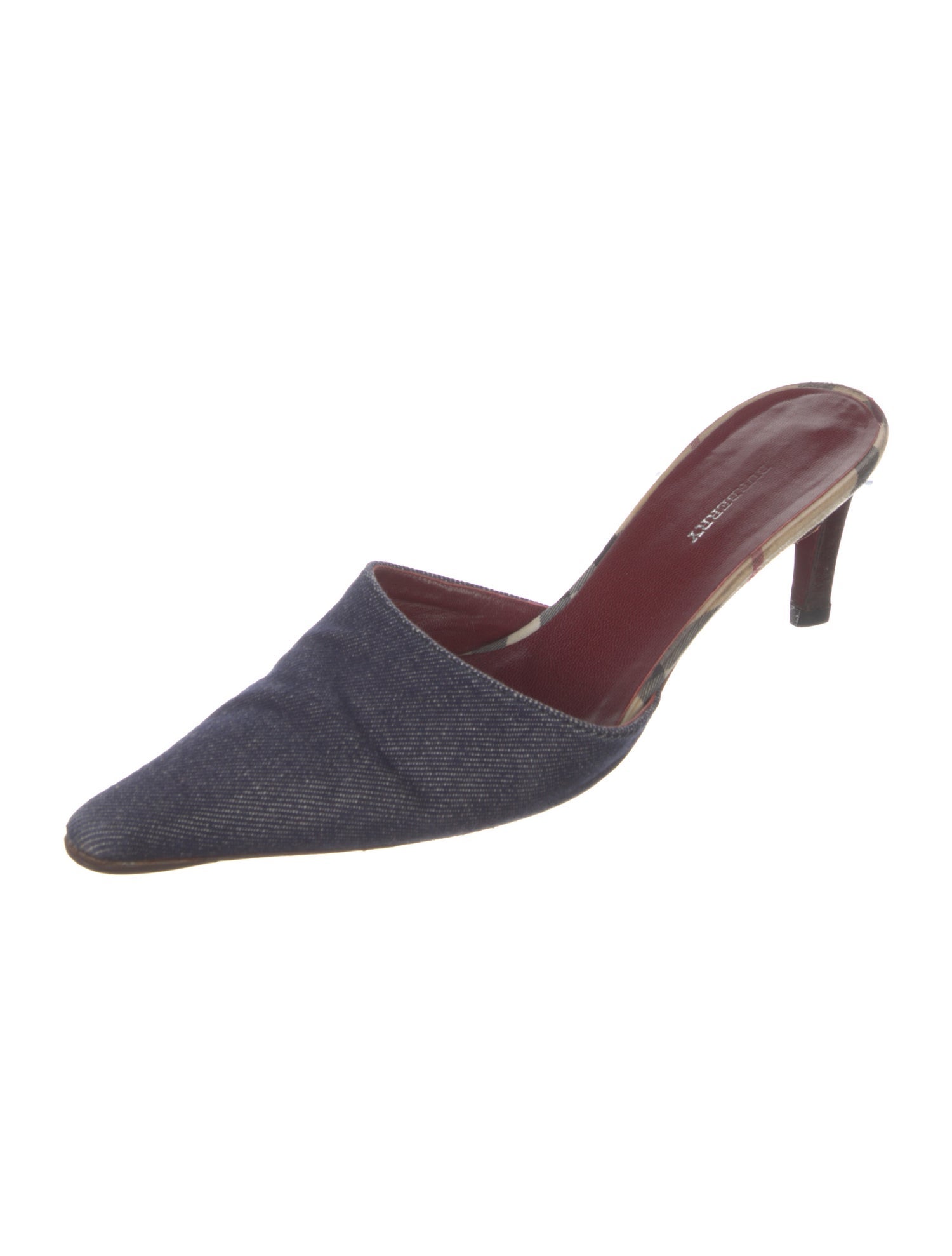 Burberry House Check Pattern Denim Mules