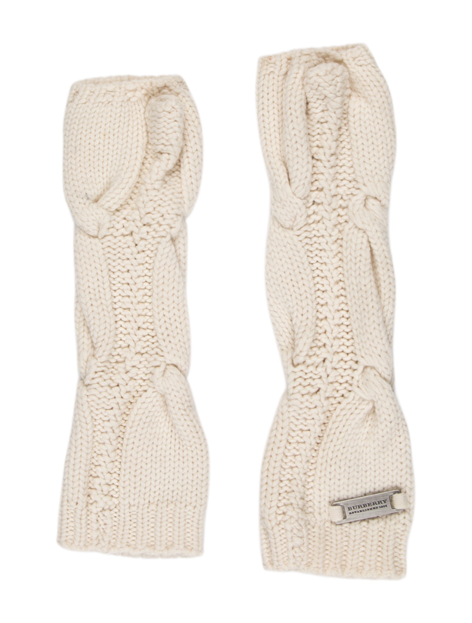 Burberry Neutral Fingerless Winter Gloves
