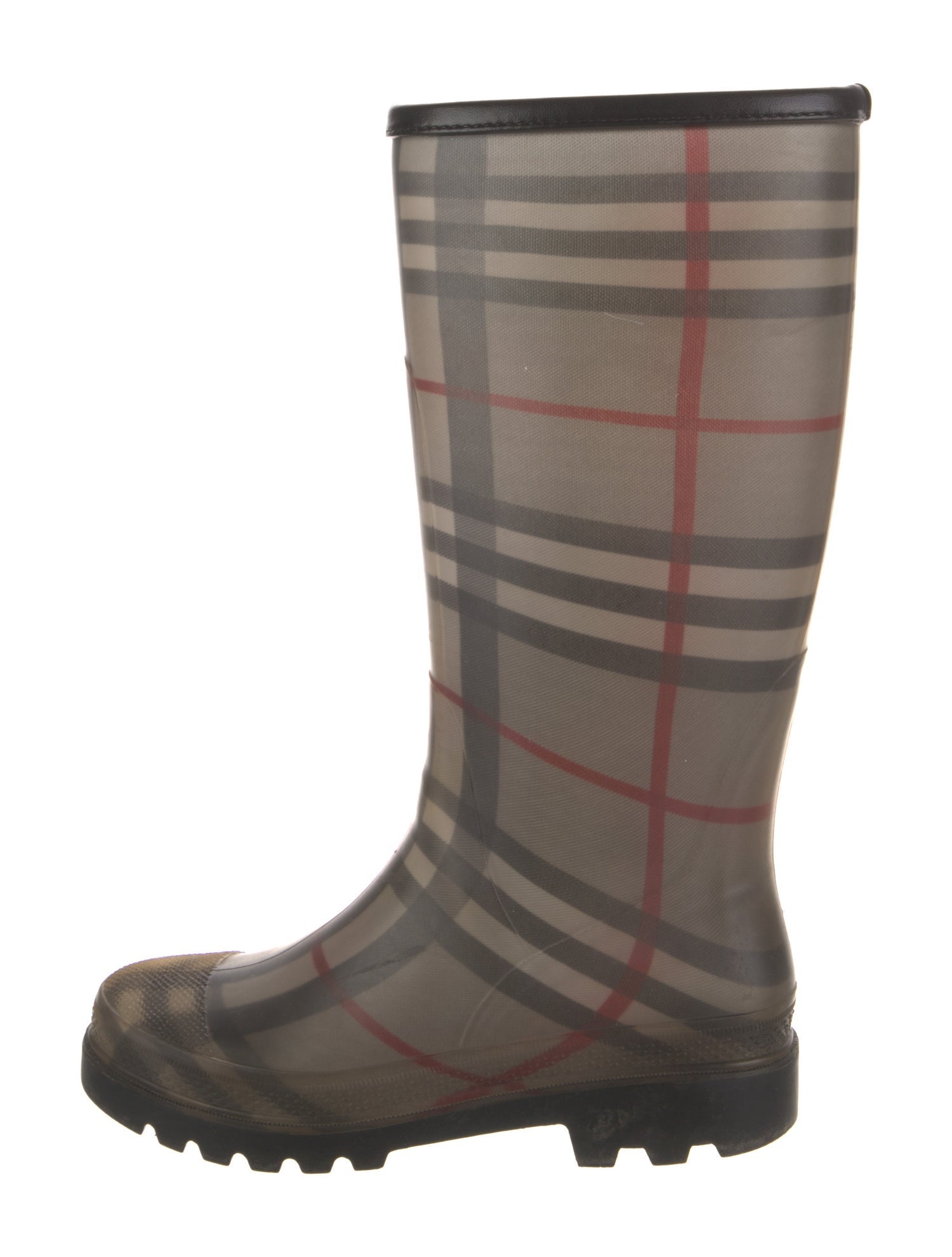 Burberry Rubber Plaid Print Rain Boots