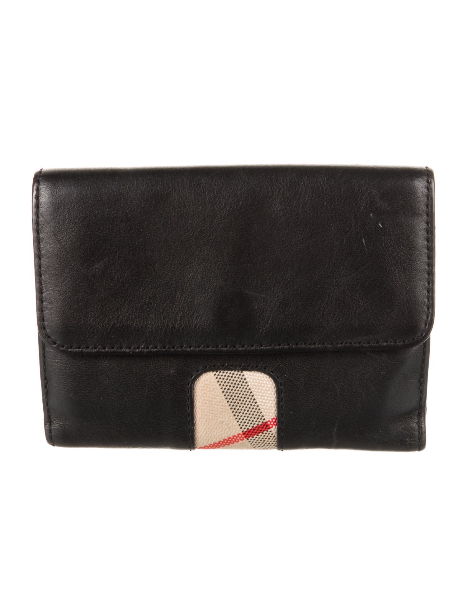 Burberry Nova Check Pattern Leather Bifold Wallet