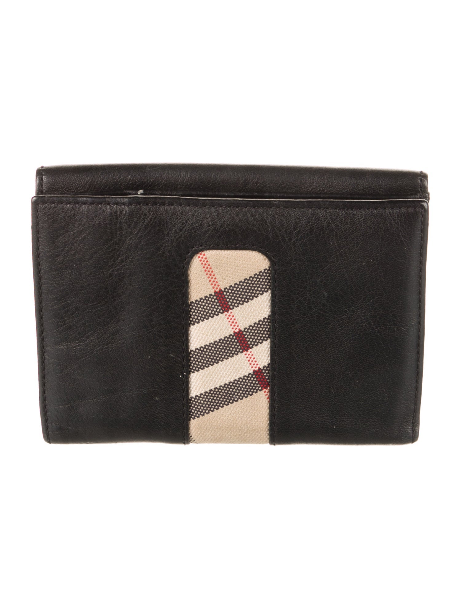 Burberry Nova Check Pattern Leather Bifold Wallet