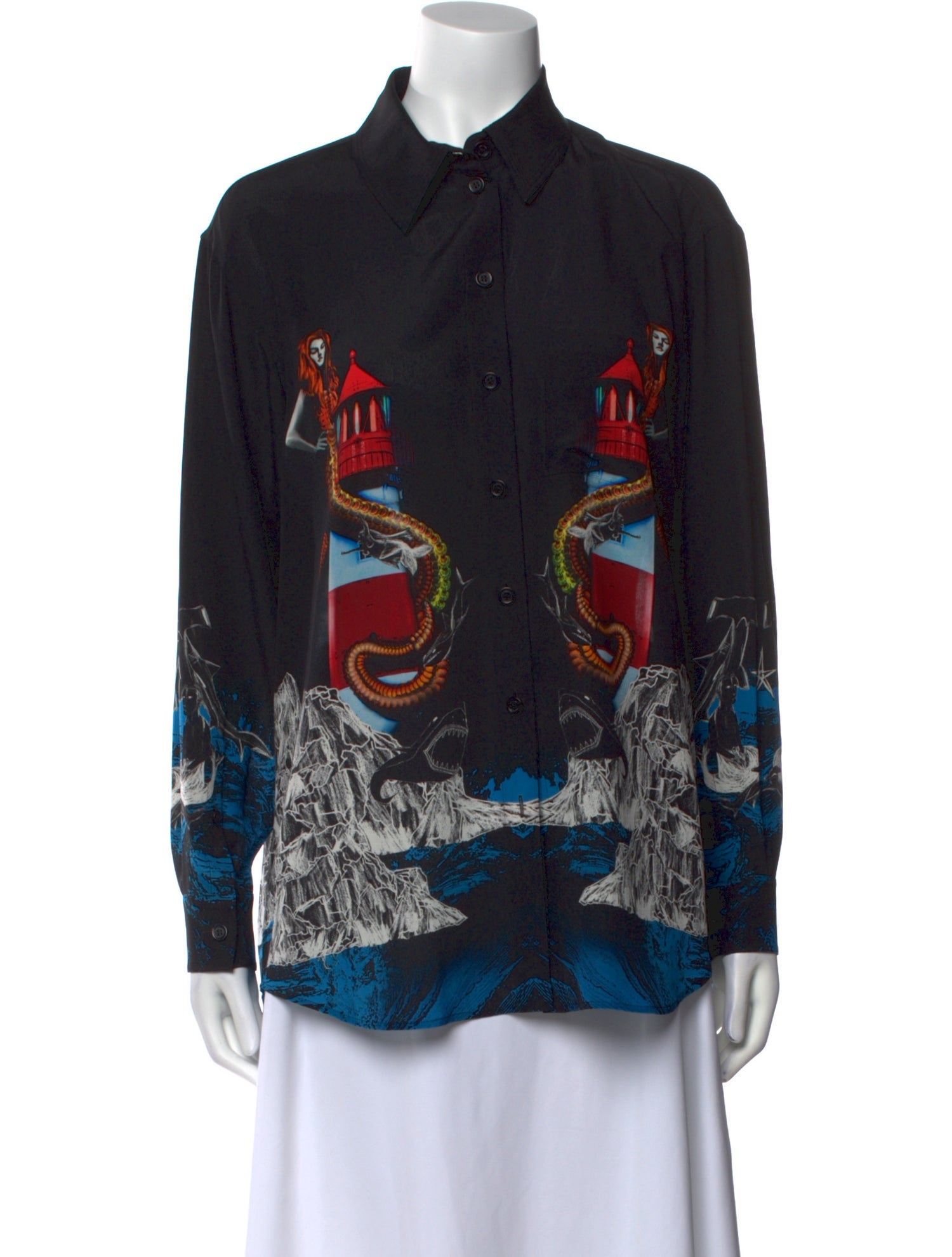 Burberry Silk Printed Button-Up Top