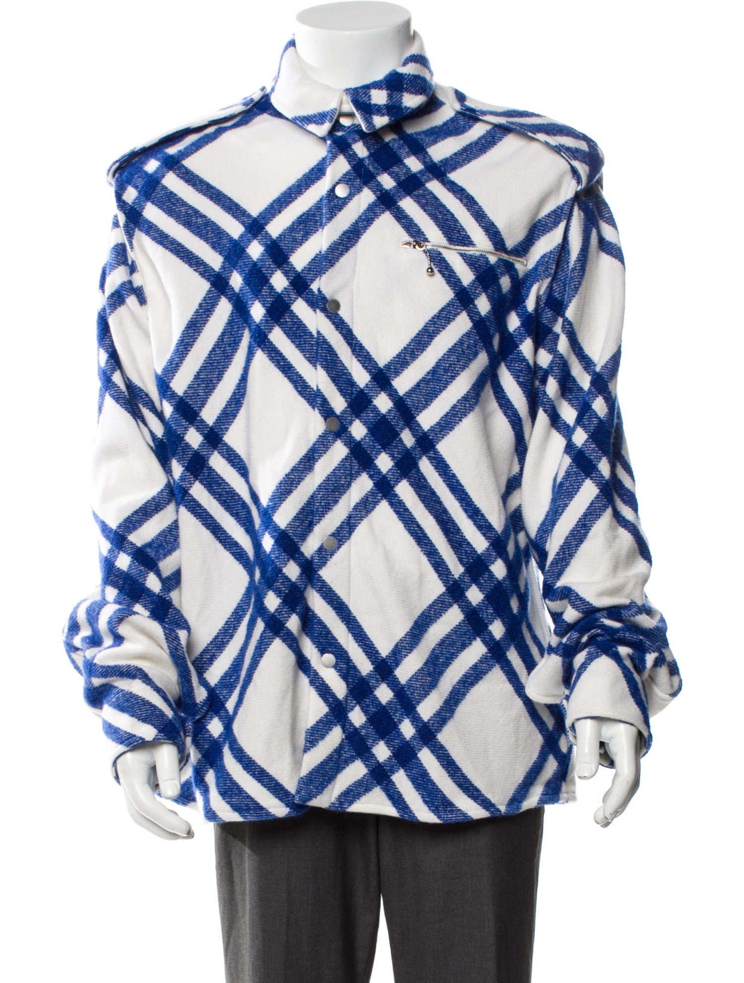 Burberry Wool Plaid Print Windbreaker