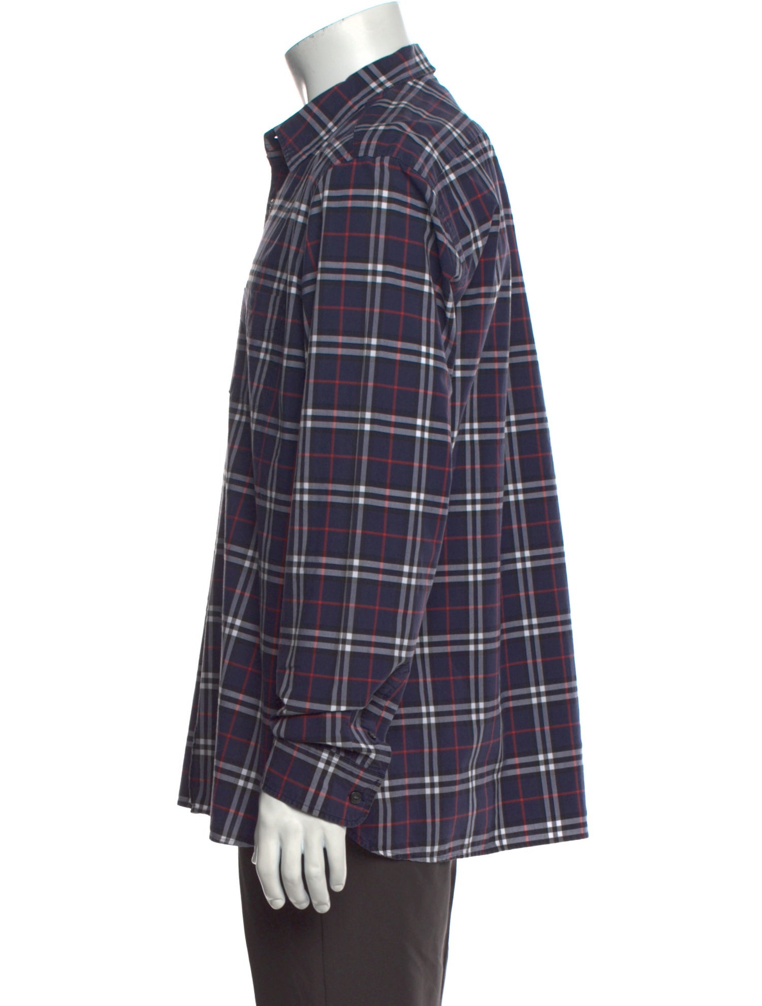 Burberry Plaid Print Long Sleeve Shirt