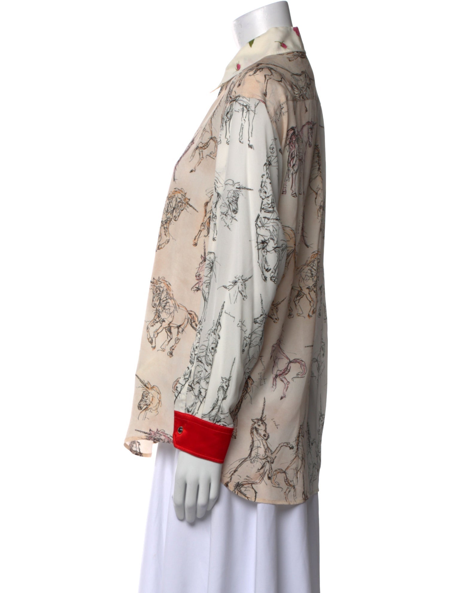 Burberry Silk Printed Button-Up Top