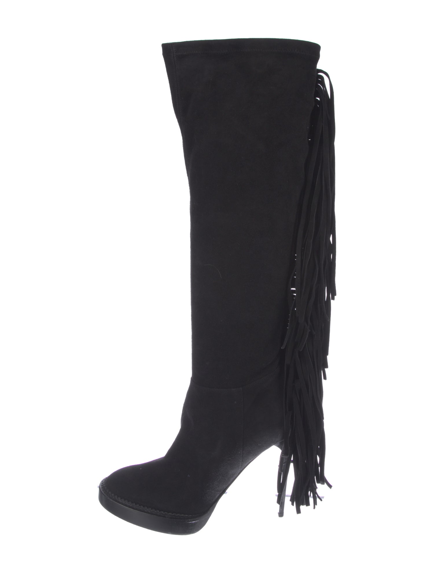 Burberry Suede Fringe Trim Accent Boots