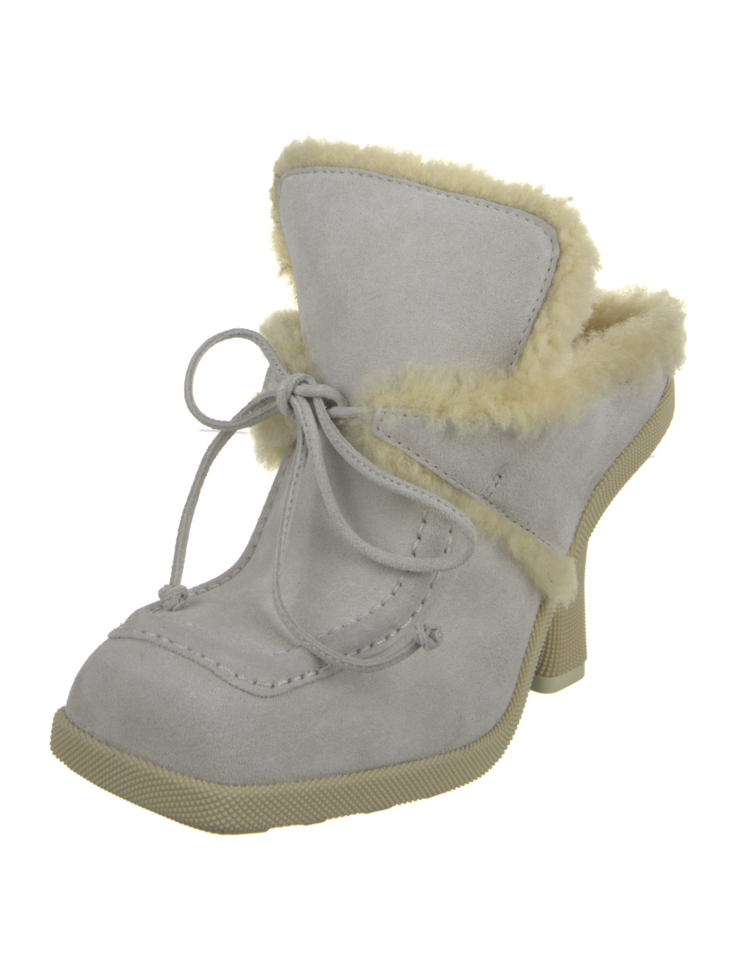 Burberry Suede Fur Trim Pumps