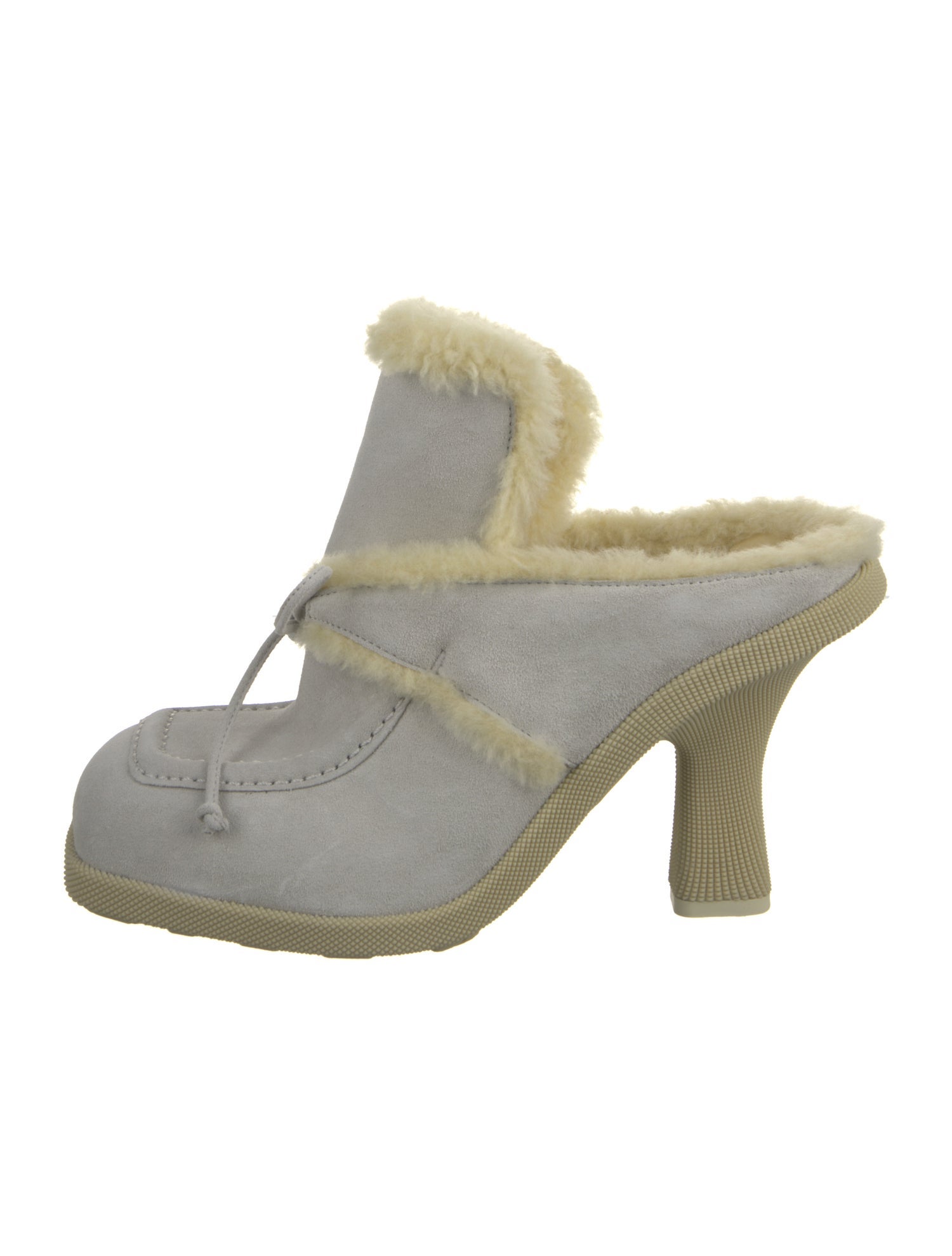 Burberry Suede Fur Trim Mules