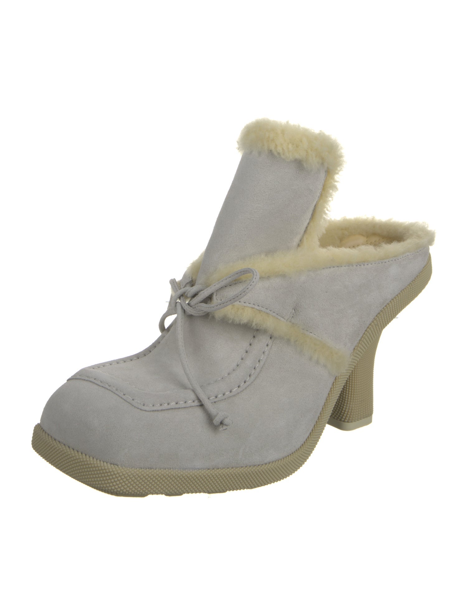 Burberry Suede Fur Trim Mules