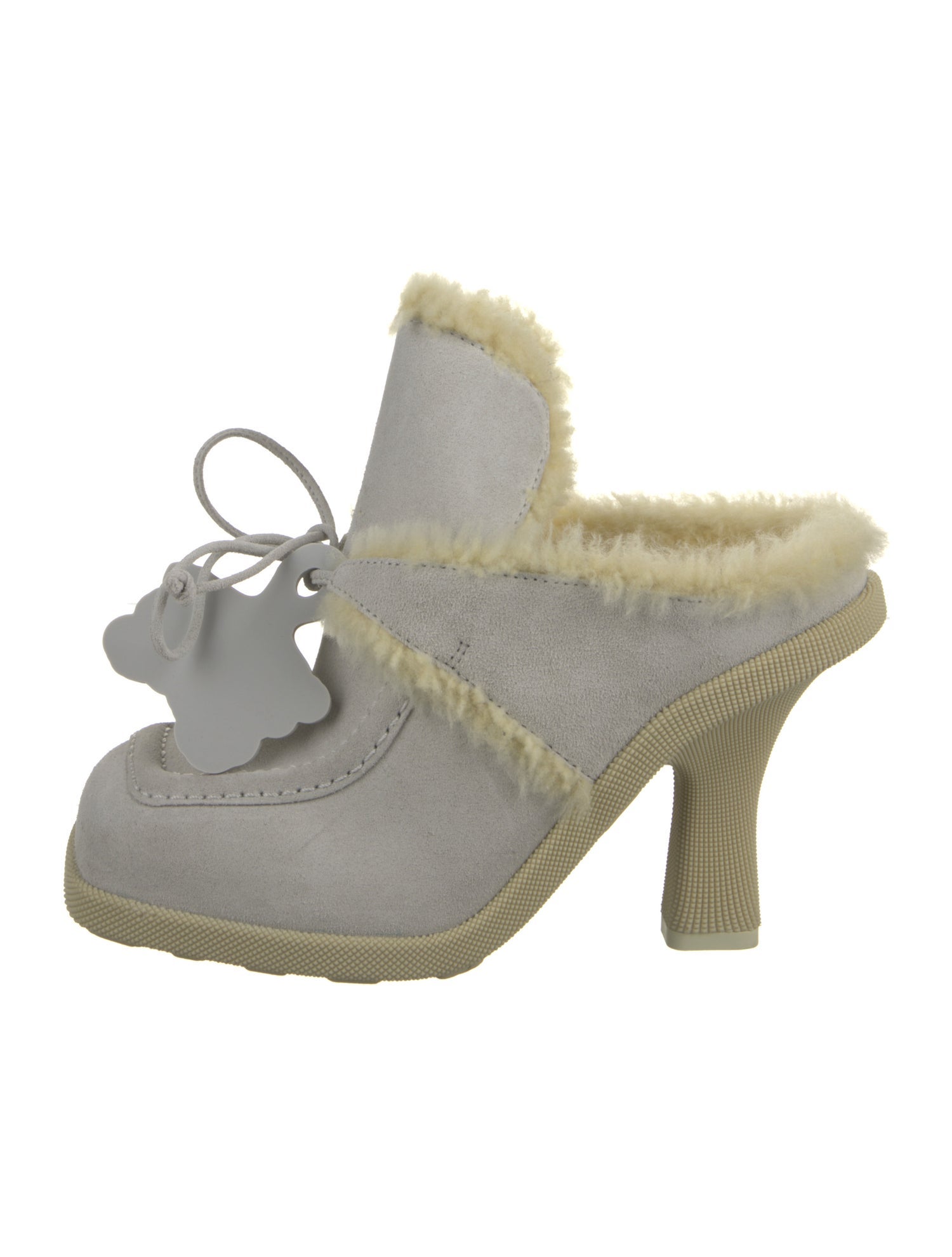 Burberry Suede Fur Trim Mules