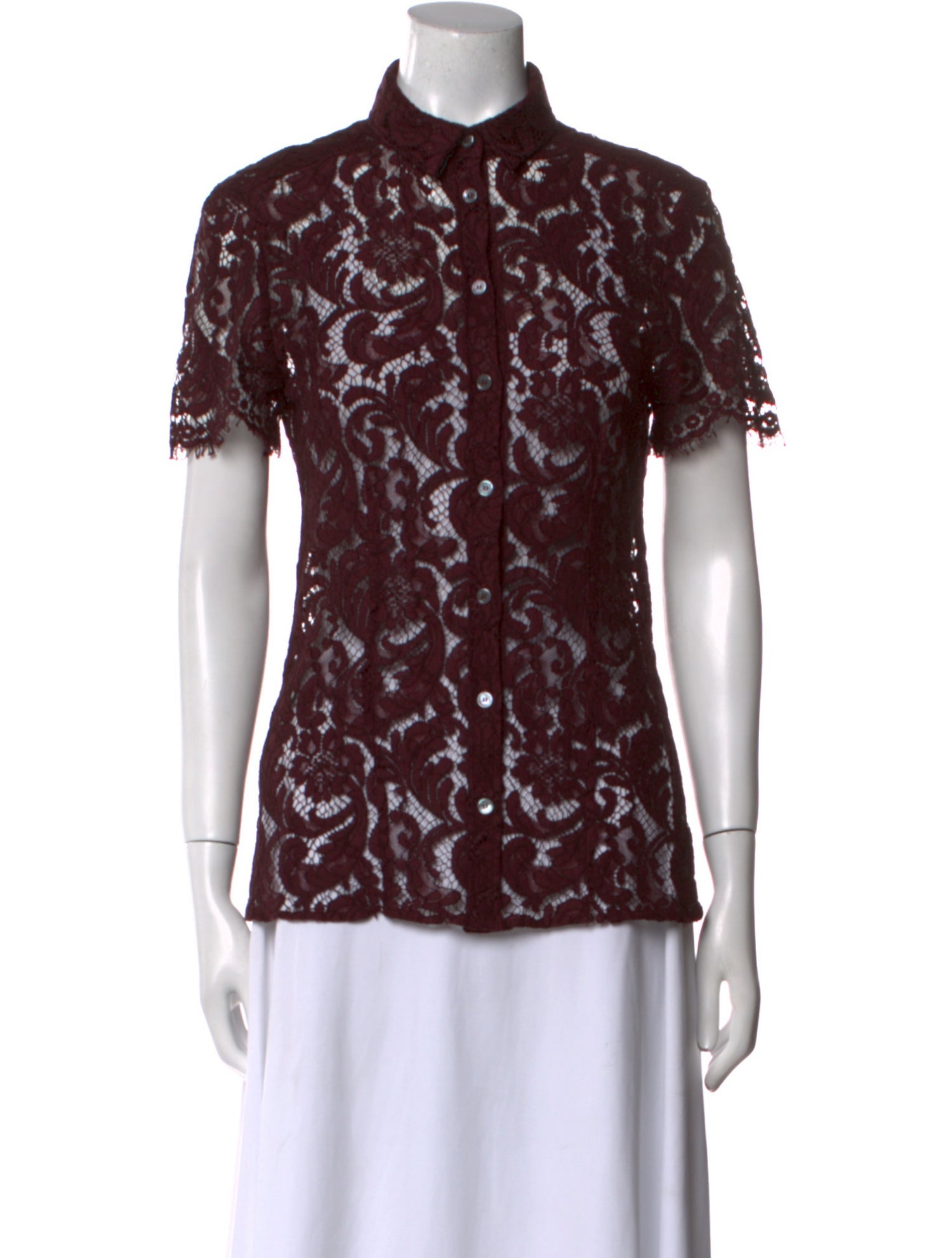 Burberry London Lace Lace Pattern Button-Up Top