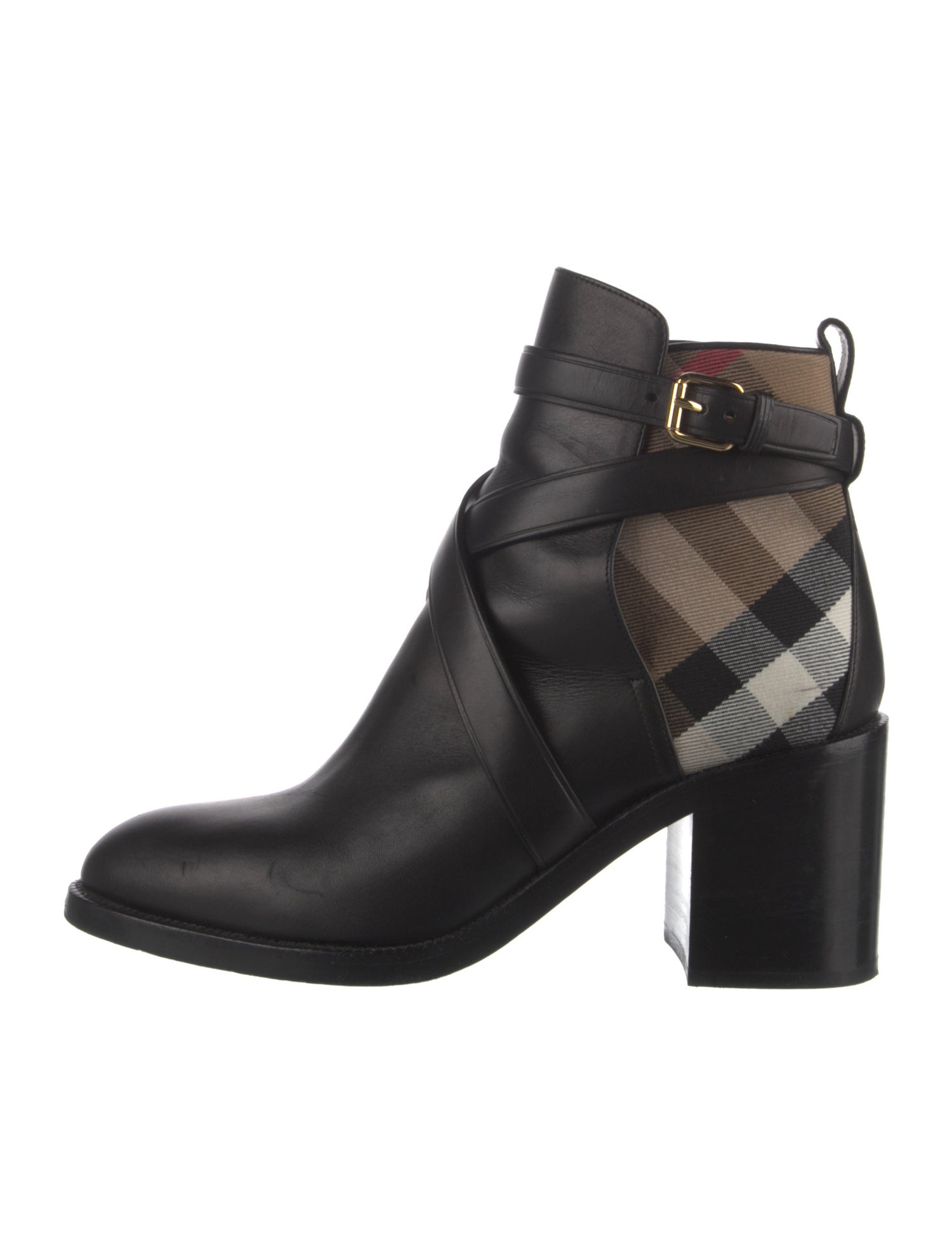 Burberry Nova Check Pattern Leather Boots