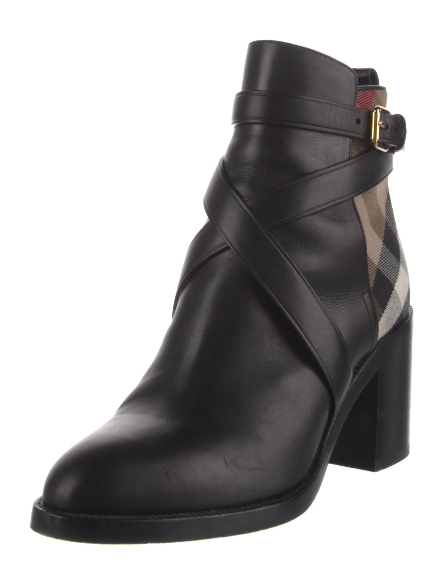 Burberry Nova Check Pattern Leather Boots