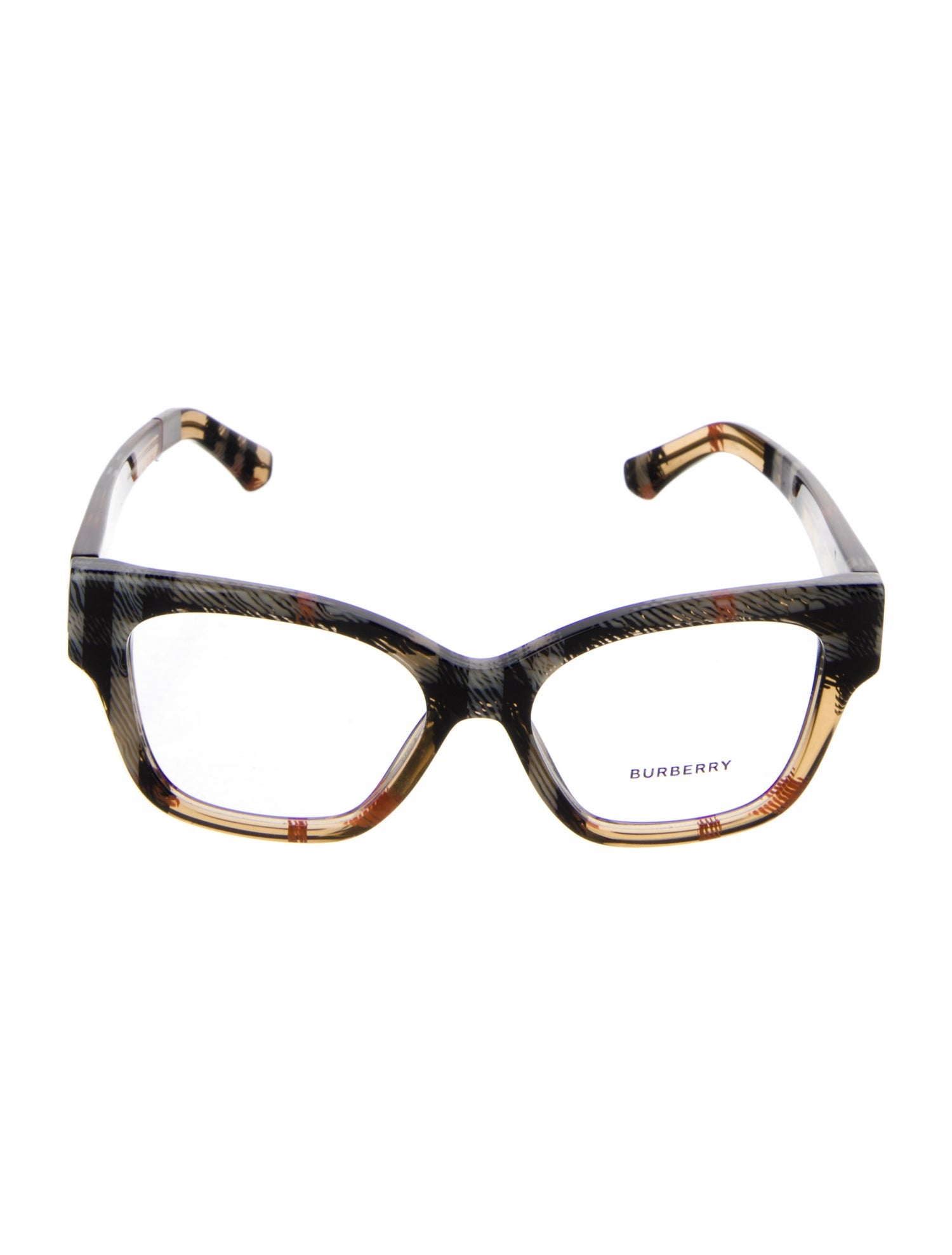 Burberry House Check Pattern Square Eyeglasses