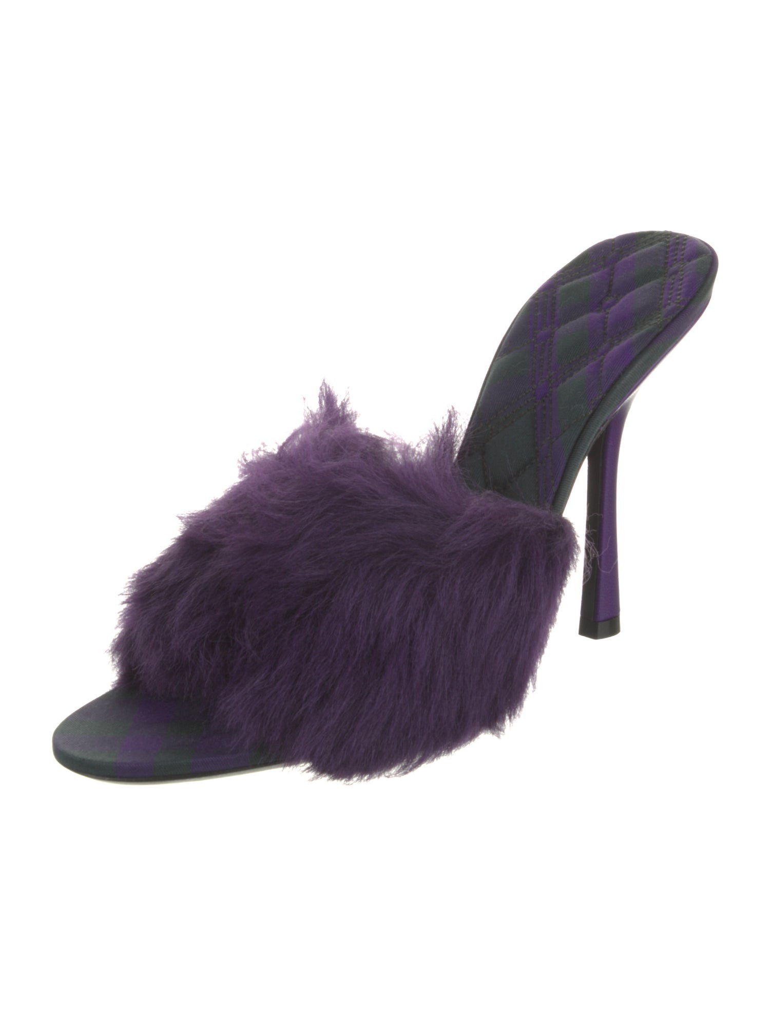 Burberry Fur Colorblock Pattern Slides