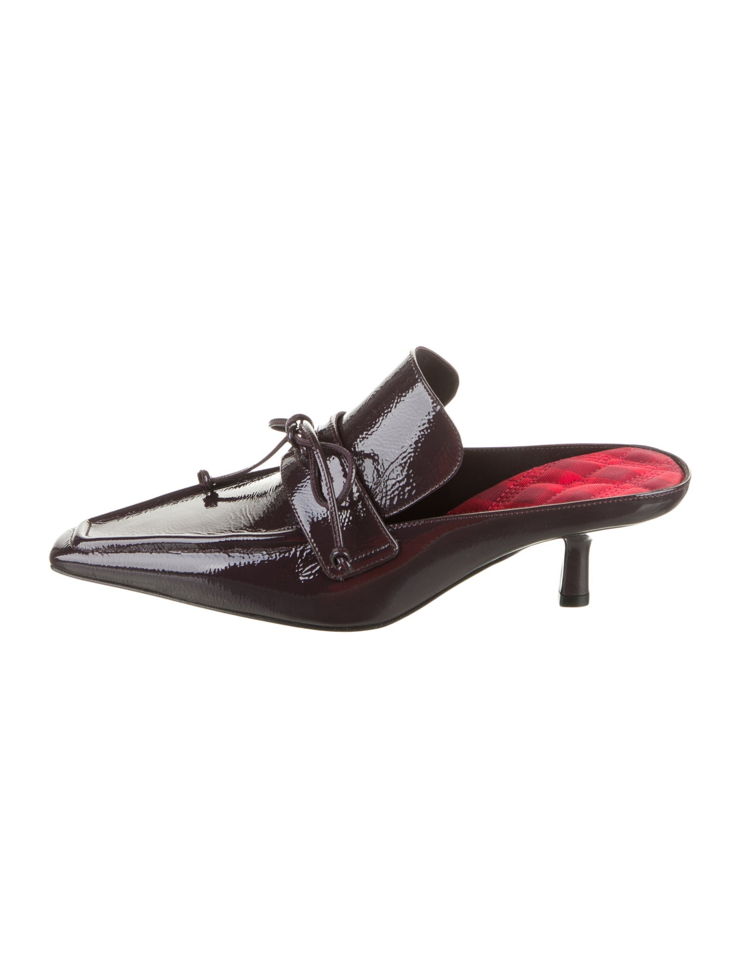 Burberry Patent Leather Bow Accents Mules