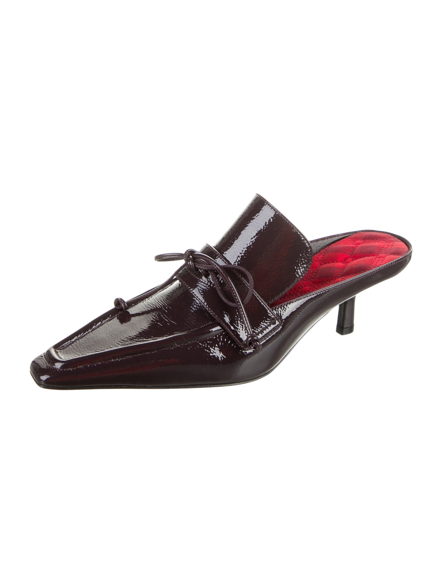 Burberry Patent Leather Bow Accents Mules