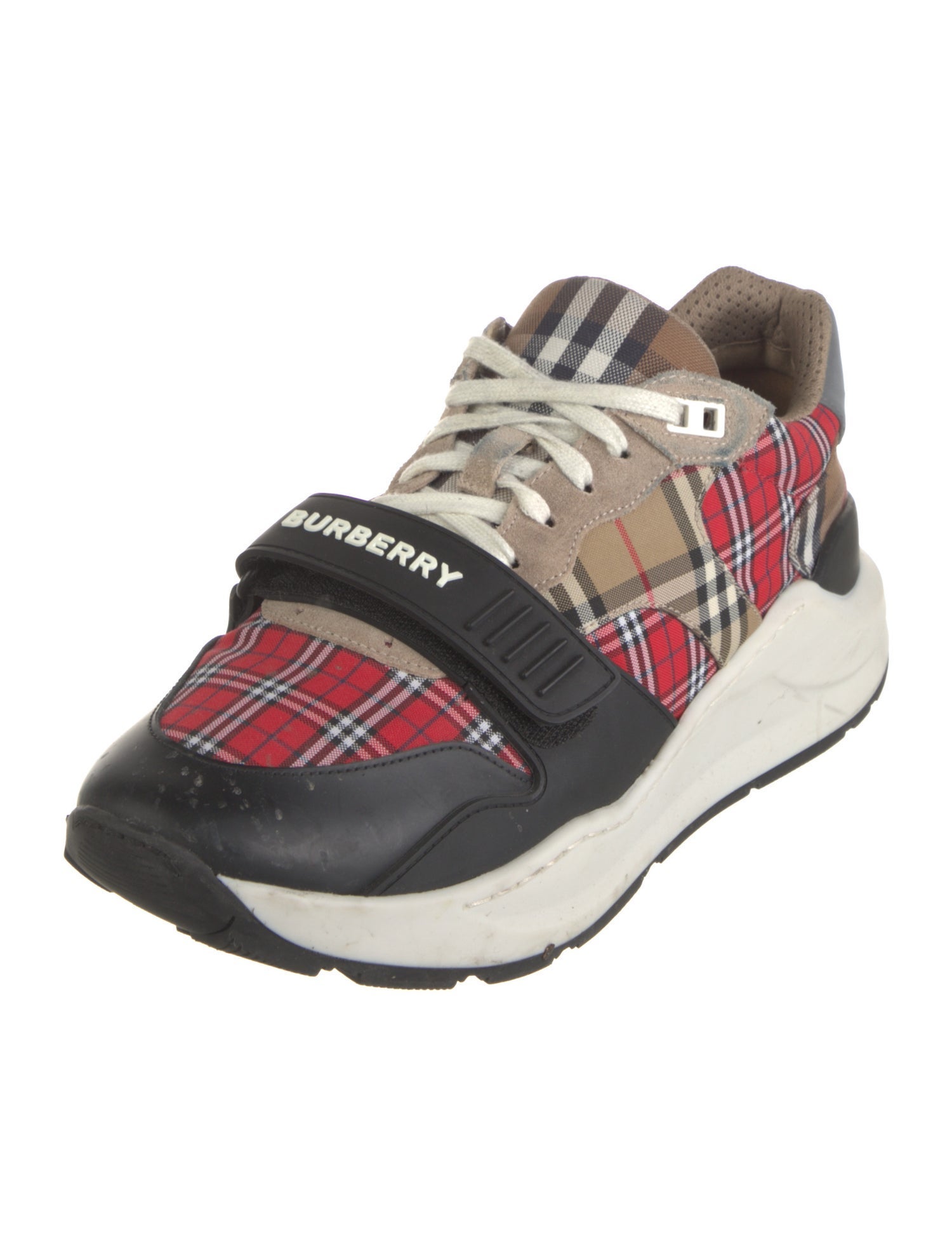 Burberry Canvas Plaid Print Sneakers