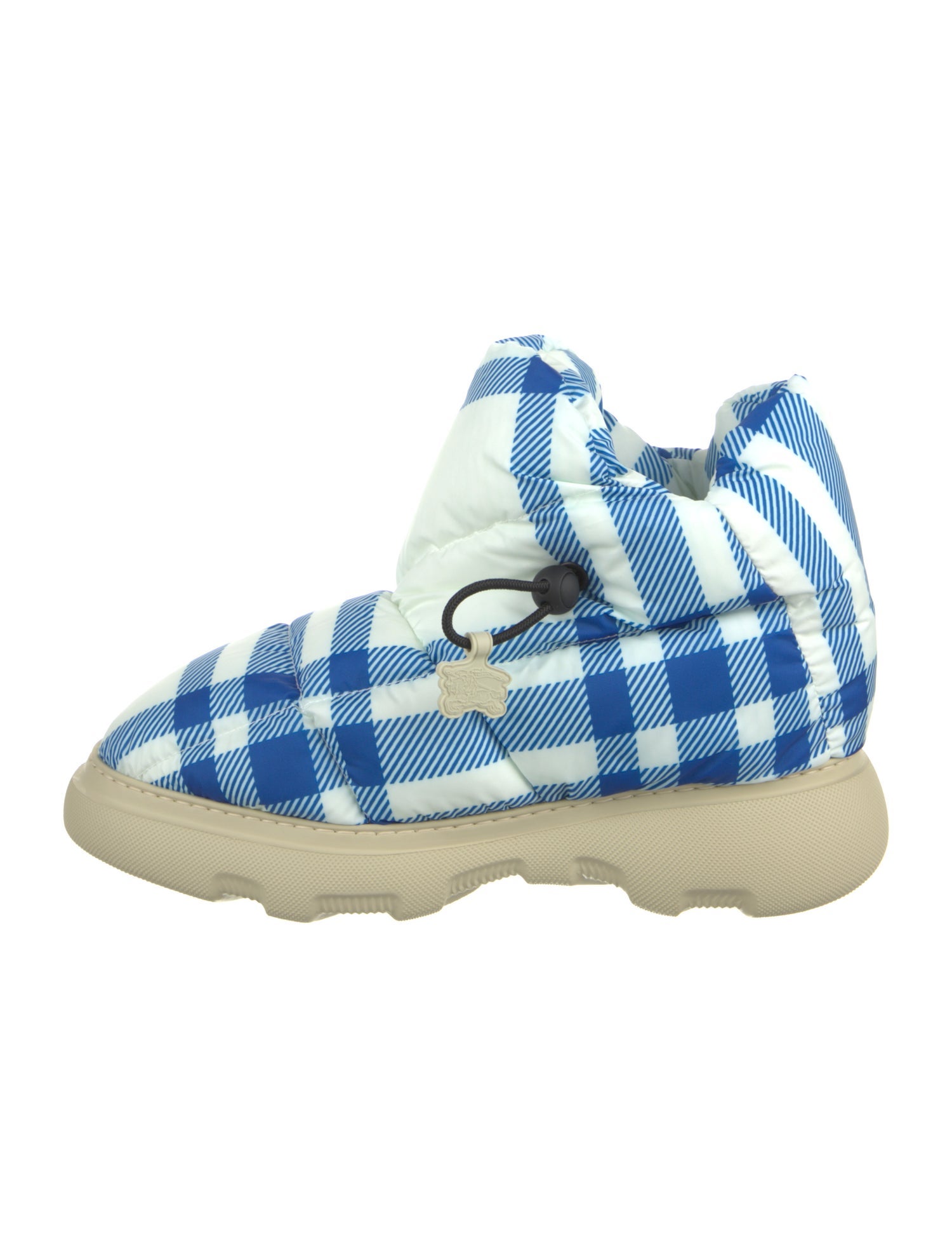 Burberry Nylon Plaid Print Snow Boots