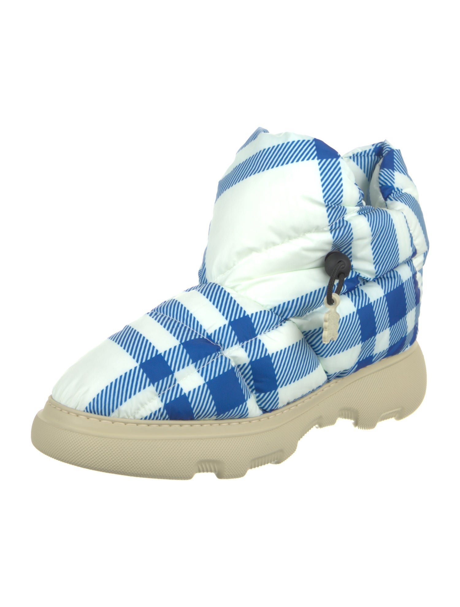 Burberry Nylon Plaid Print Snow Boots
