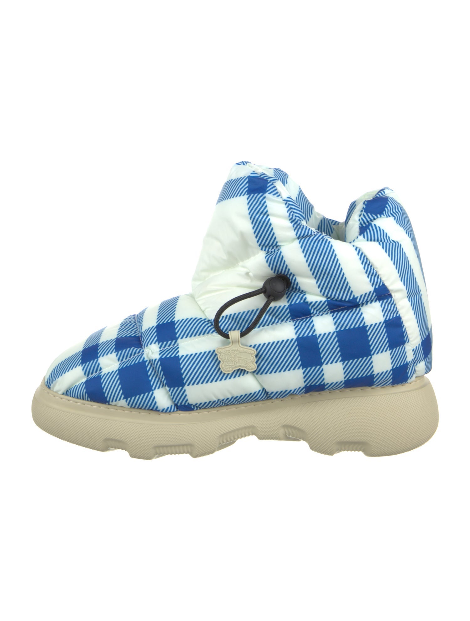 Burberry Nylon Plaid Print Snow Boots